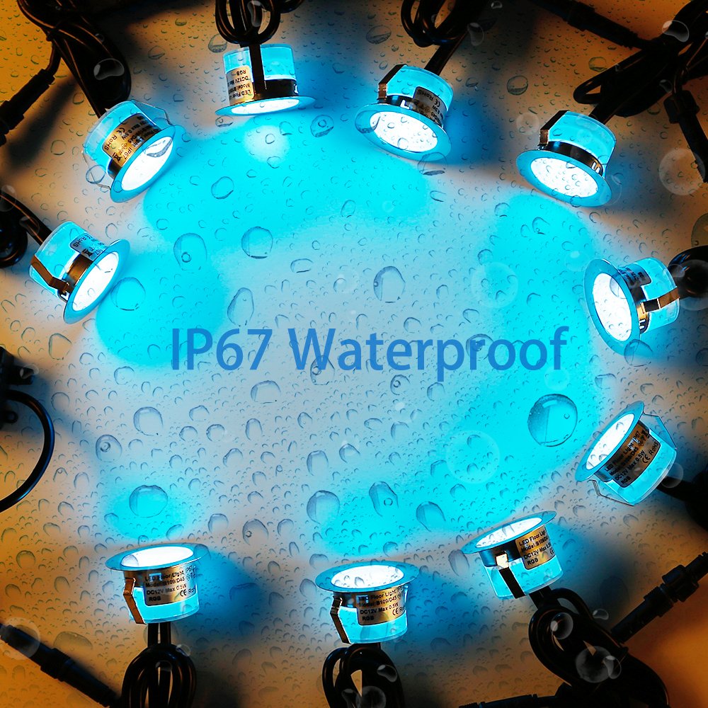 FVTLED Smart WiFi LED Deck Lights - 20pcs Alexa & Google Home Compatible RGBW Step Lighting, Low Voltage Recessed Lights with Wireless Phone Control - Perfect for Outdoor Stairs, Patio, Garden & Landscape Lighting