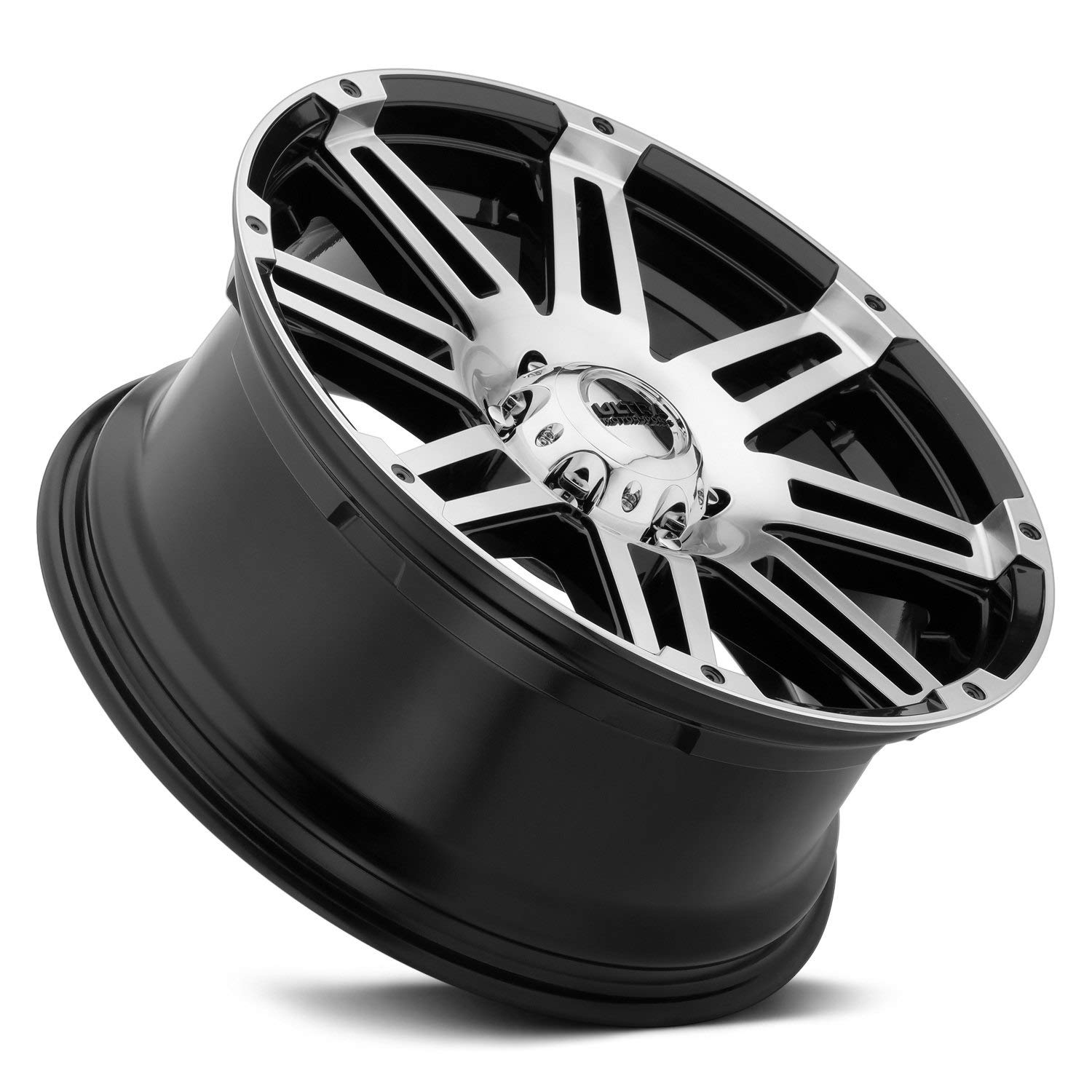 Ultra 226U MACHINE Black Wheel with Gloss Diamond Cut Face & Clear Coat - 0x8.5 Inches, 6x139mm Bolt Pattern, 25mm Offset - Perfect for Trucks, SUVs & Off-Road Vehicles