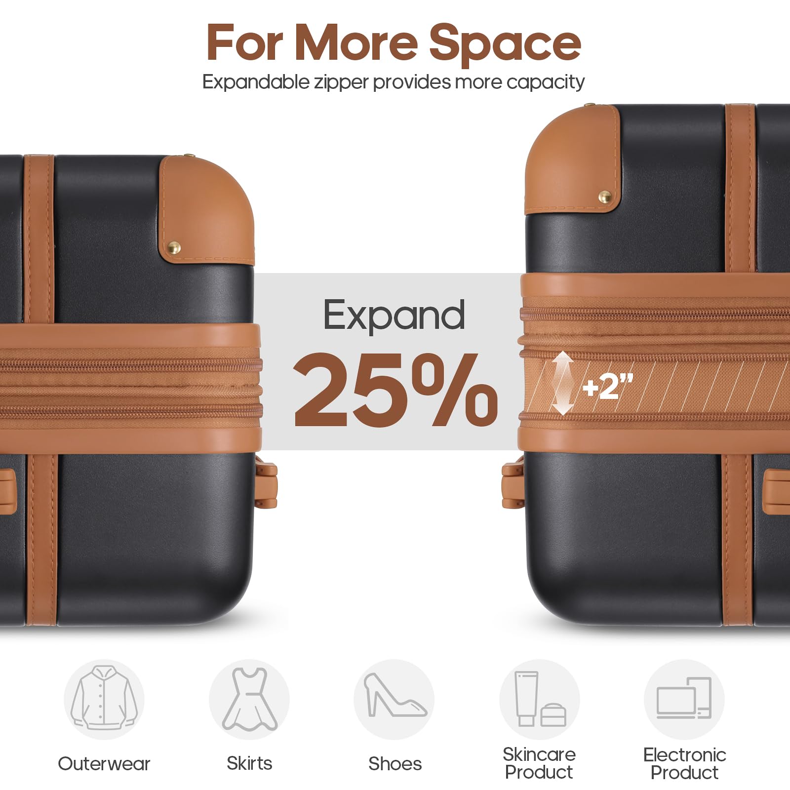 3-Piece Expandable Hardshell Luggage Set with Spinner Wheels & TSA Lock - 20in Carry-On Suitcase + Travel Backpack for Women | Perfect for Business Trips, Vacations & Air Travel