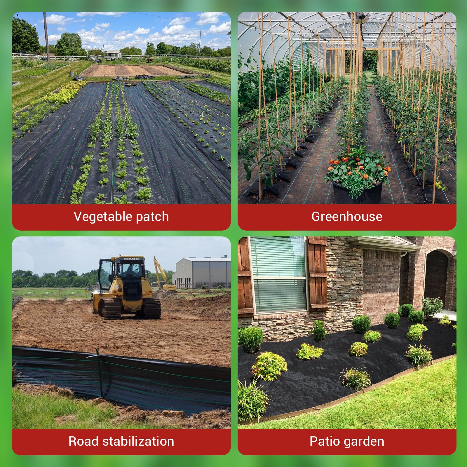 GARVEE 3-Pack 300 FT Weed Barrier Fabric - Heavy Duty 3.24oz Landscape Fabric for Gardening | Weed Block Ground Cover for Greenhouse, Yard, Flower Beds & Gardens | Perfect for Weed Control & Soil Protection
