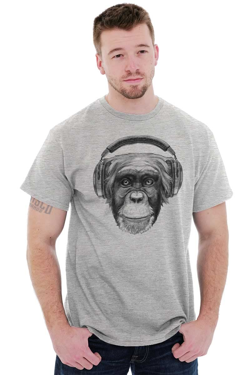 Smile Monkey Headphones Hipster Graphic T-Shirt for Men & Women - Cool Funny Casual Tee for Music Lovers & Streetwear Fashion
