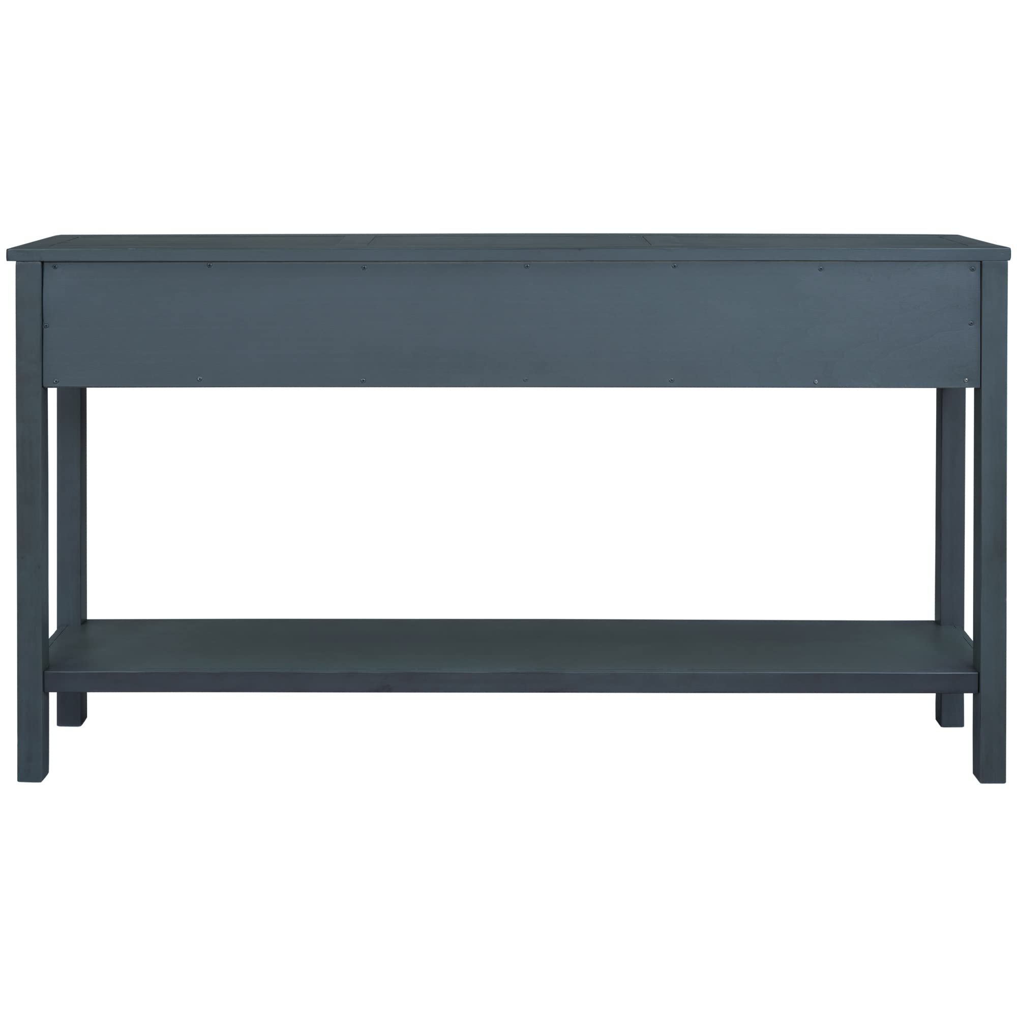 Distressed 4-Drawer Entryway Console Table with Open Shelf - Solid Wood Frame, 220lbs Capacity (60