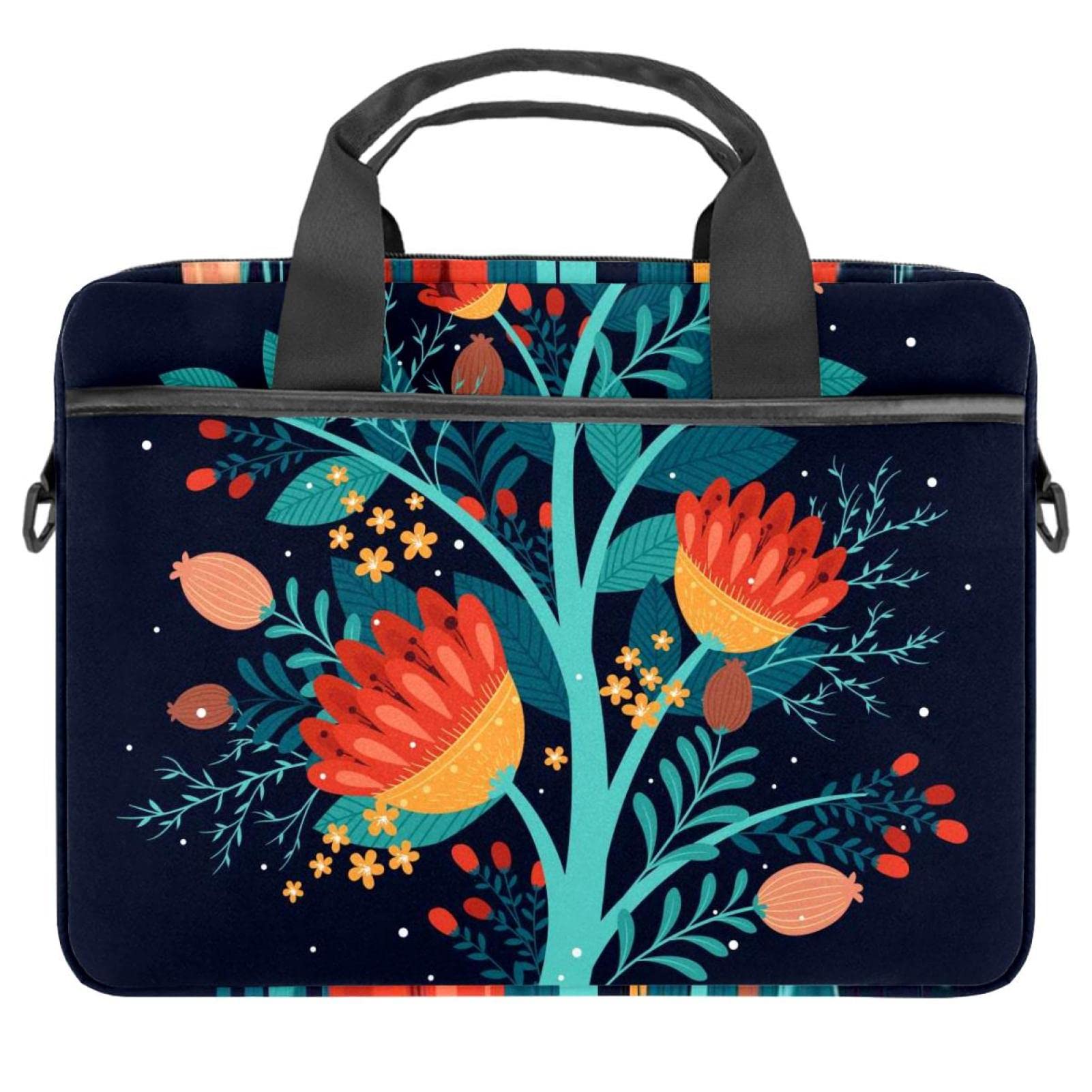 Stylish Unisex Laptop Messenger Bag for 14 Inch Notebook - Waterproof Shoulder Bag with Floral Pattern (Dark Blue) | Perfect for Work, School & Business Travel