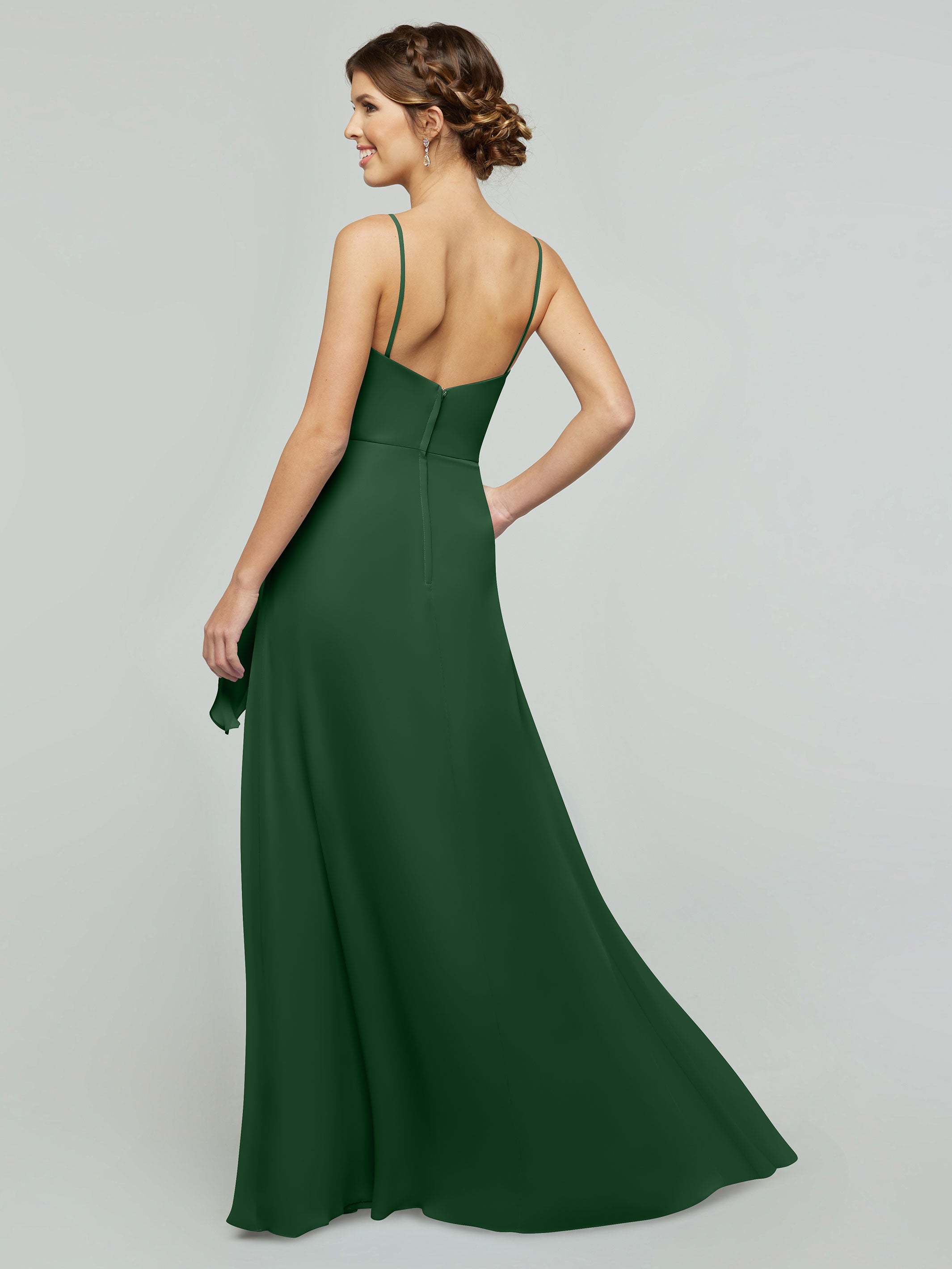 Elegant 80182 Chiffon A-Line Bridesmaid Dress with V-Neck & Spaghetti Straps - Perfect for Weddings, Prom, Formal Events & Special Occasions