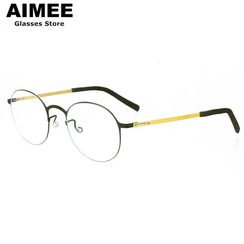 Aimee Women's Full Rim Round Screwless Titanium Eyeglasses - Lightweight & Durable Frame for Work, Reading & Everyday Use (Model 198808)
