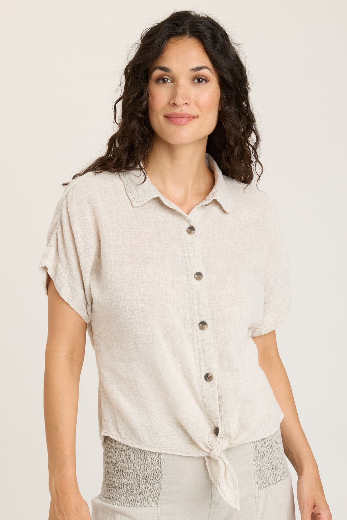 Women's Gauze Teagan Tie Top - Soft Breathable Summer Blouse for Casual Wear & Beach Outfits