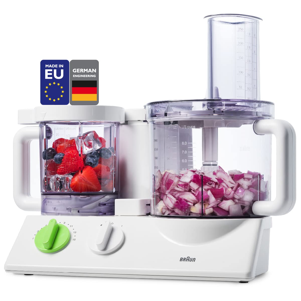 Braun 12-in-1 Multi-Functional Food Processor | Kitchen System with Dual Control Technology, Chopper, Blender, Juice Extractor & Citrus Juicer | Includes French Fry Disc | Made in Europe with German Engineering | Perfect for Meal Prep, Smoothies & Healthy Cooking