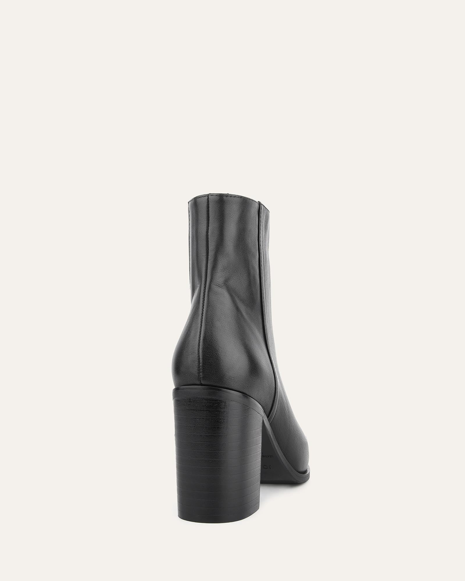 LUNA High Ankle Boots for Women - Genuine Black Leather Booties, Stylish & Comfortable for Casual Outfits, Work, or Night Out