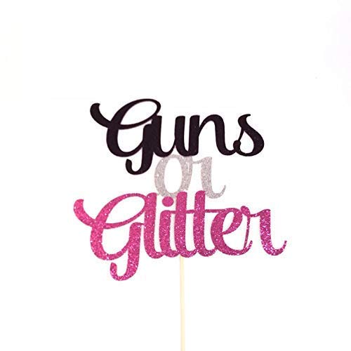 Gender Reveal Cake Topper - Guns or Glitter Decor for Baby Shower, Birthday Party (It's a Boy/It's a Girl) - Perfect for Gender Reveal Parties, Baby Showers & Celebrations