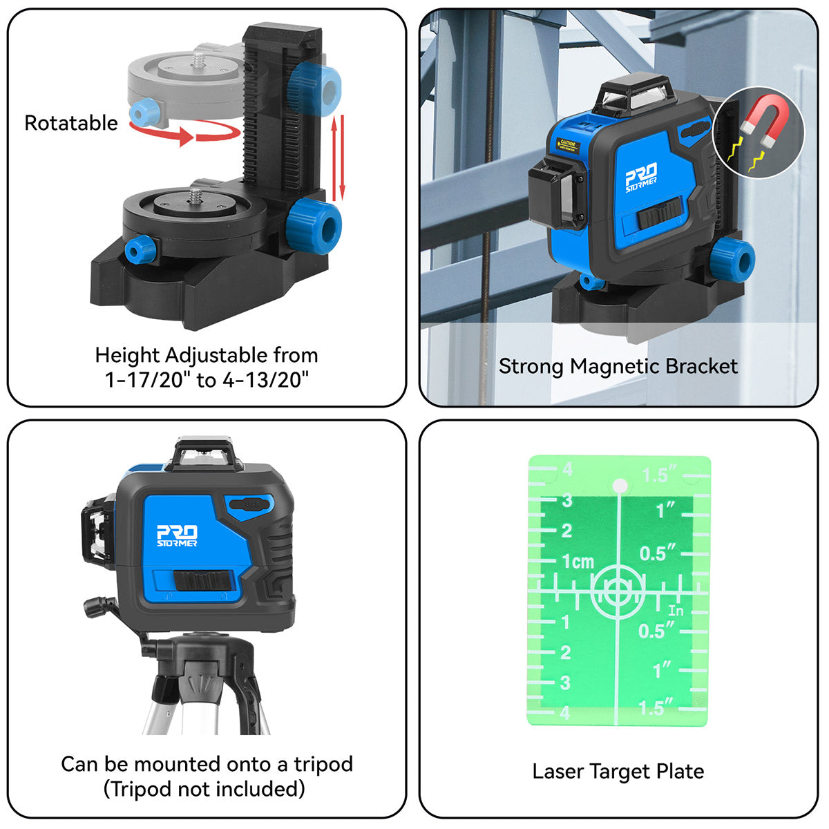 3D 360 Self Leveling Laser Level - Professional Cross-Line Laser Leveler for Construction, Renovation, and DIY Projects - Perfect for Wall Mounting, Floor Tiling, and Ceiling Alignment