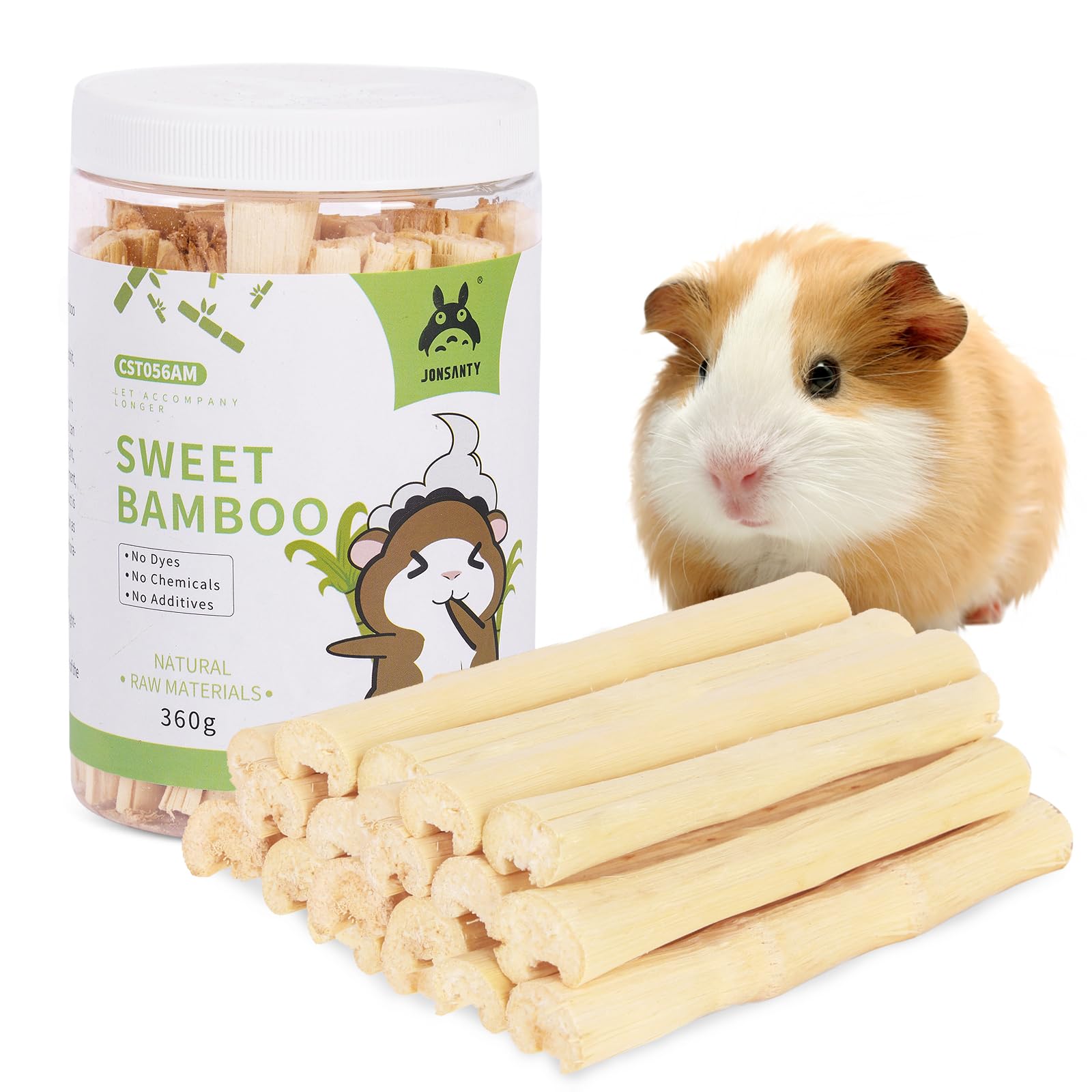 Natural Sweet Bamboo Chew Toys for Rabbits, Guinea Pigs, Hamsters - 330g Small Animal Teeth Cleaning Toy to Prevent Overgrowth | Perfect for Cage Enrichment & Dental Health