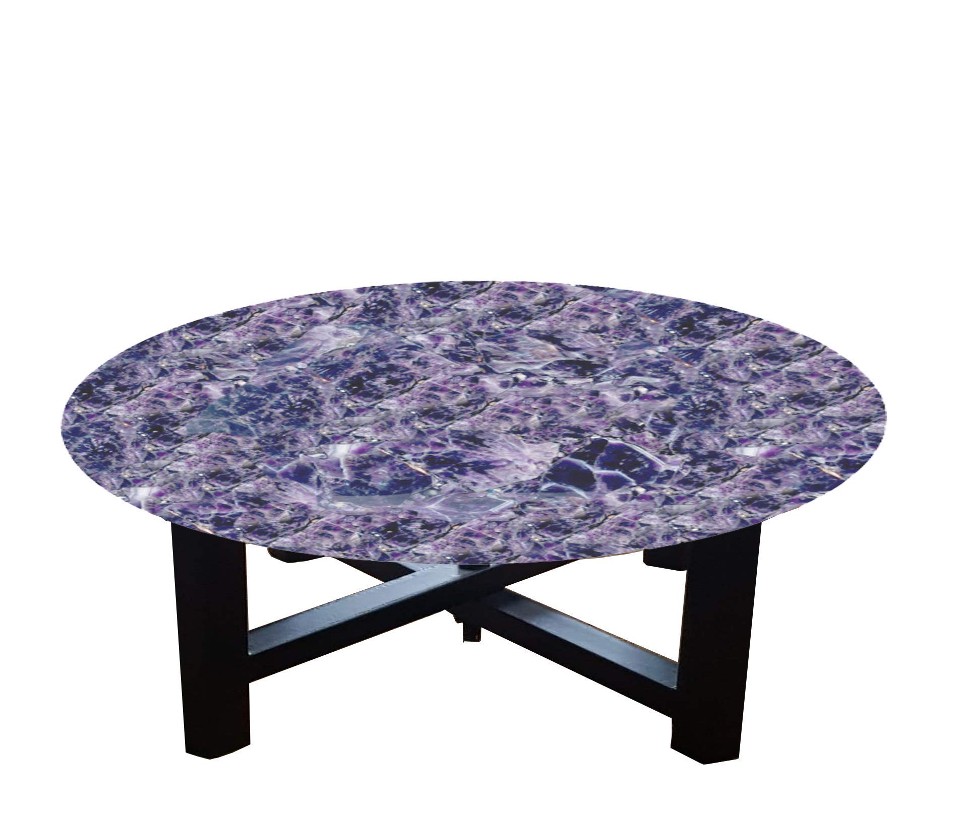 Natural Amethyst Stone Coffee Table - 27 x 16 Inch Oval Purple Gemstone Side Table for Living Room Decor | Luxury Home Accent & Meditation Space Centerpiece