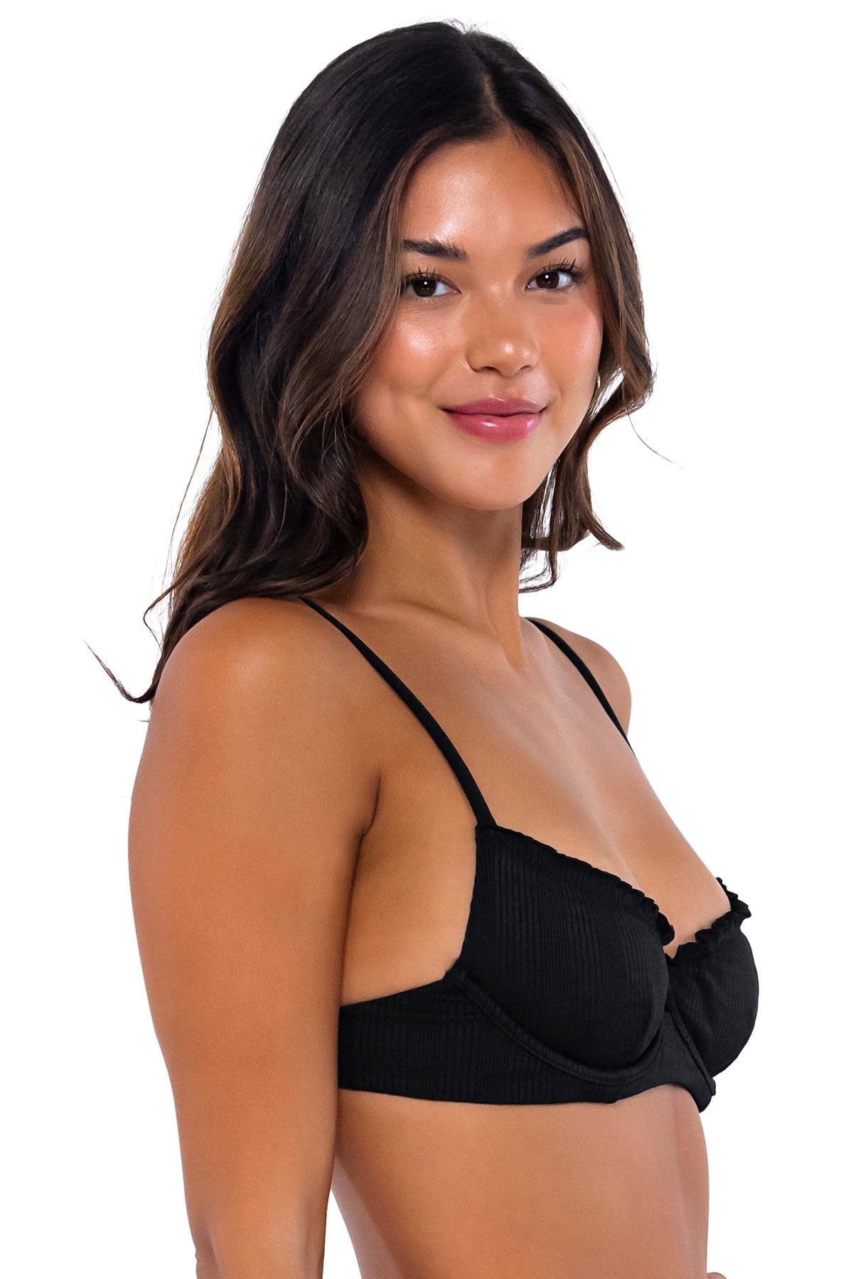 B Swim Black Baja Rib Lyra Bikini Top - Sexy Swimwear for Women, Summer Beach Vacation, Pool Party & Tropical Getaway