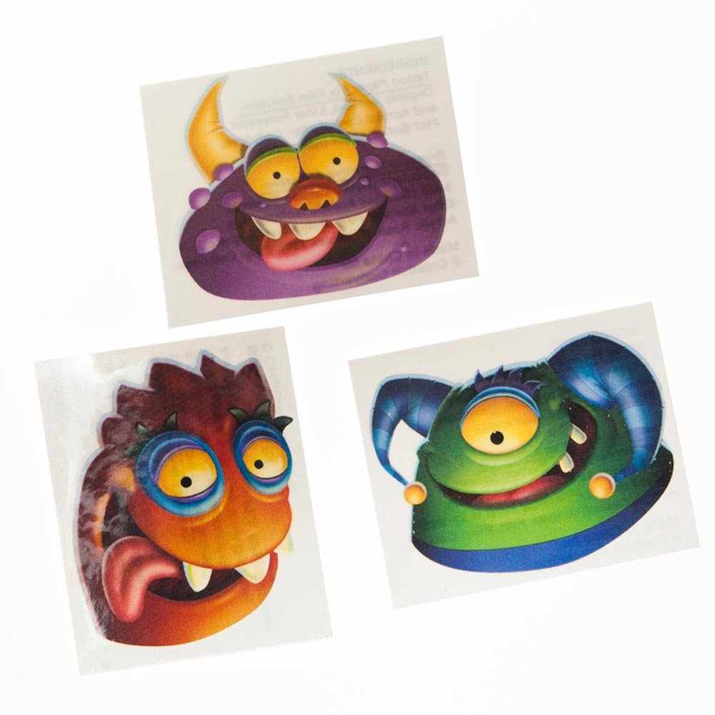 Creative Converting Monster Faces Tattoos - Fun Temporary Tattoos for Kids & Halloween Costumes - Perfect for Parties, Dress-Up & Scary Costume Accessories