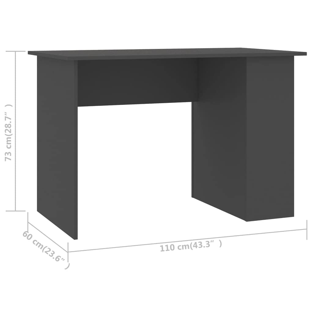 Modern Gray Executive Desk with Storage - 43.3
