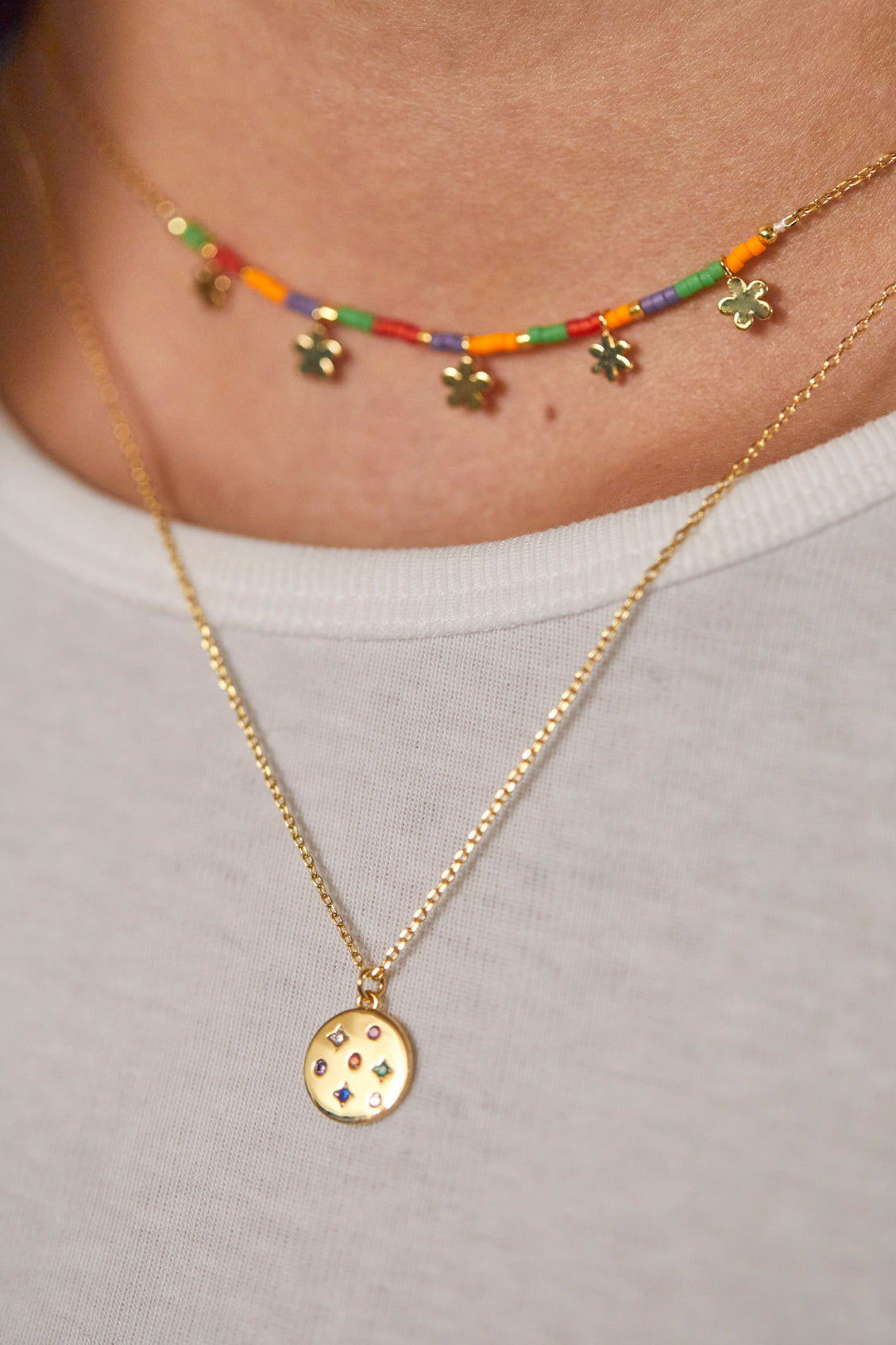 Rainbow CZ Coin Necklace - Elegant Cubic Zirconia Pendant for Women | Perfect for Parties, Weddings & Everyday Wear