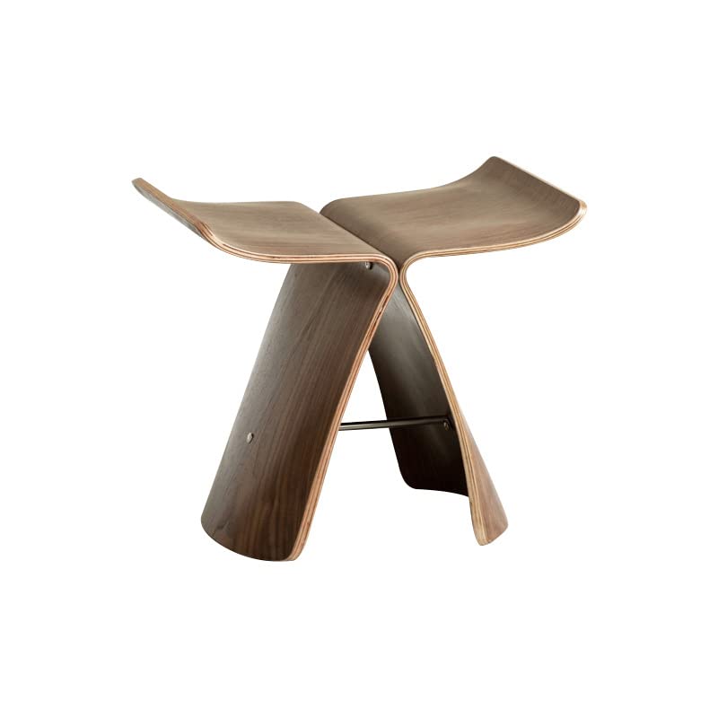 Solid Wood Butterfly Stool - Walnut Ottoman Pouf for Living Room, Bedroom, Classroom & Garden - Multi-Functional Low Shoe Stool, Side Table & Footrest - Handcrafted Home Decor Furniture