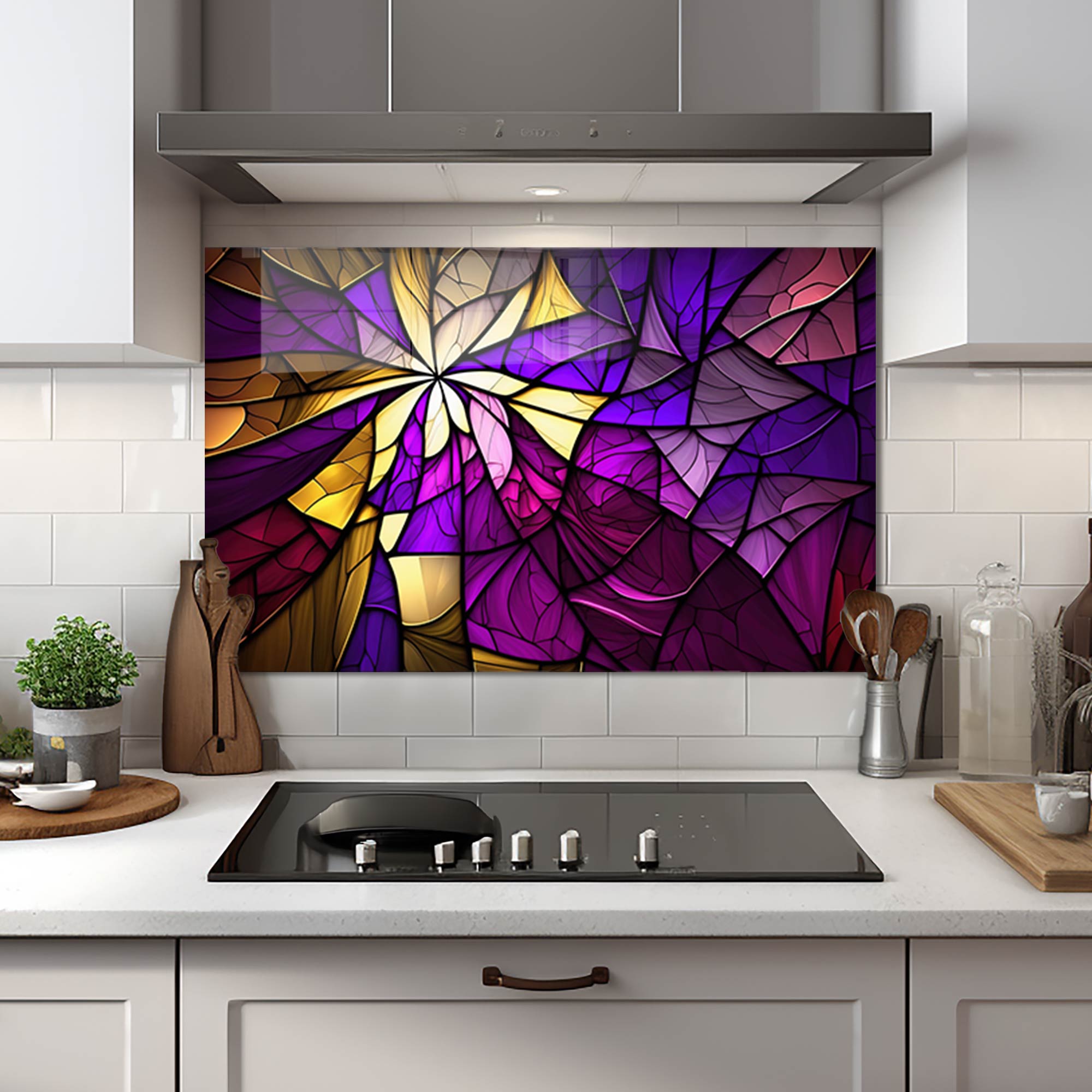 Sunny Abstract Glass Splashback - Modern Kitchen Backsplash for Stylish Home Decor | Perfect for Kitchens, Bathrooms & Commercial Spaces
