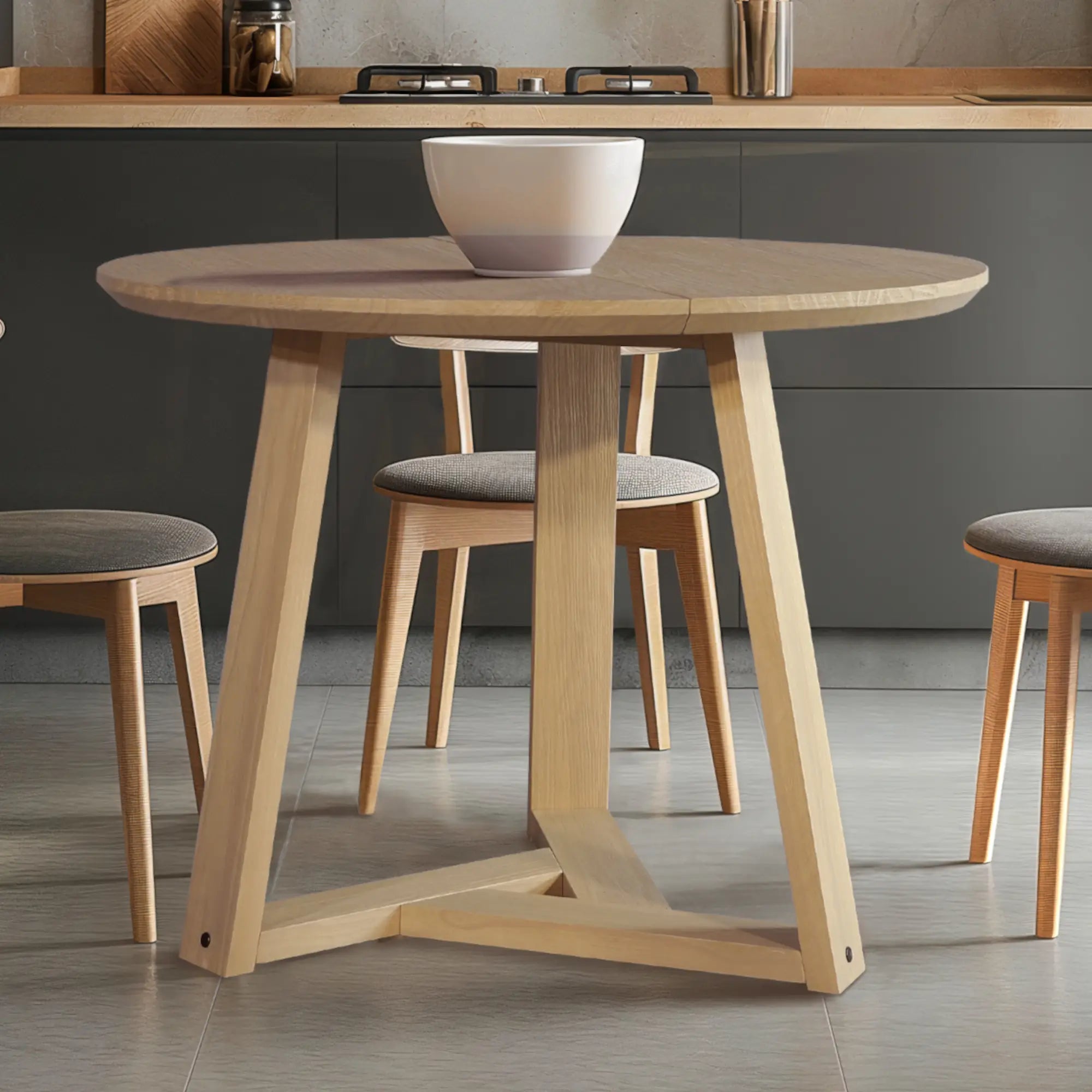 Stylish Cascais Round Dining Table - Modern Wooden Kitchen Table for 4-6 People | Perfect for Small Spaces, Breakfast Nooks & Cozy Family Meals
