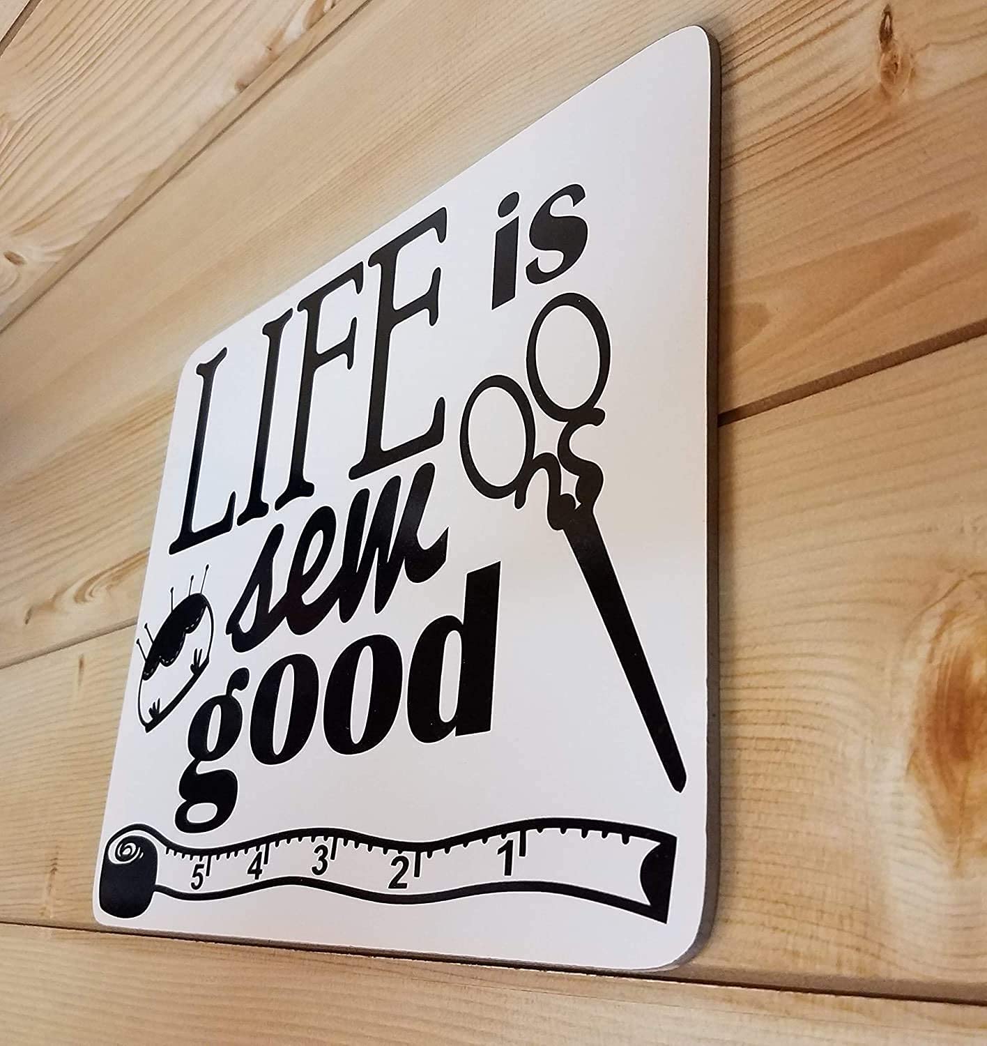 Life is Sew Good Wooden Quilt Sign - Handmade Quilt Decor for Sewing Room - Perfect Quilting Gift for Quilters & Sewing Enthusiasts - Ideal for Home, Studio & Craft Room Decor
