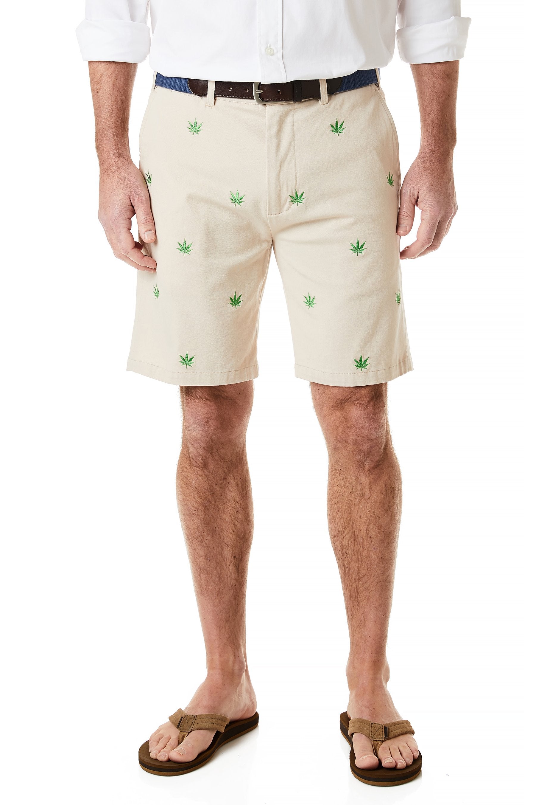 Cisco Short Stretch Twill Stone Pants with Pot Leaf Design - Comfortable Casual Wear for Outdoor Activities and Festivals