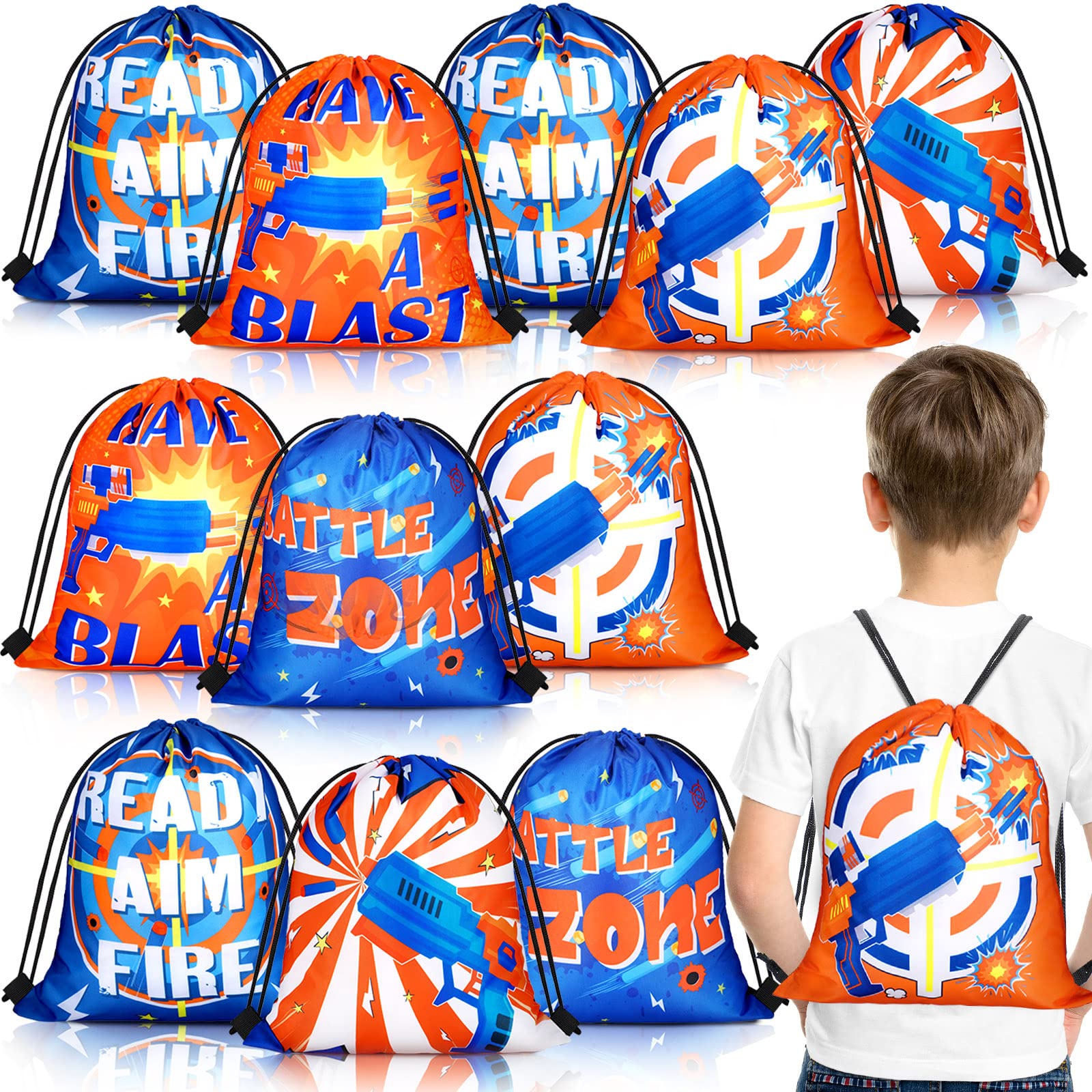 Shappy Dart Party Supplies - 15-Piece Set with Toy Dart Guns, Goody Bags & Backpacks for Gun-Themed Birthday Decorations | Perfect for Kids' Birthday Parties, Nerf Gun Battles & Outdoor Games