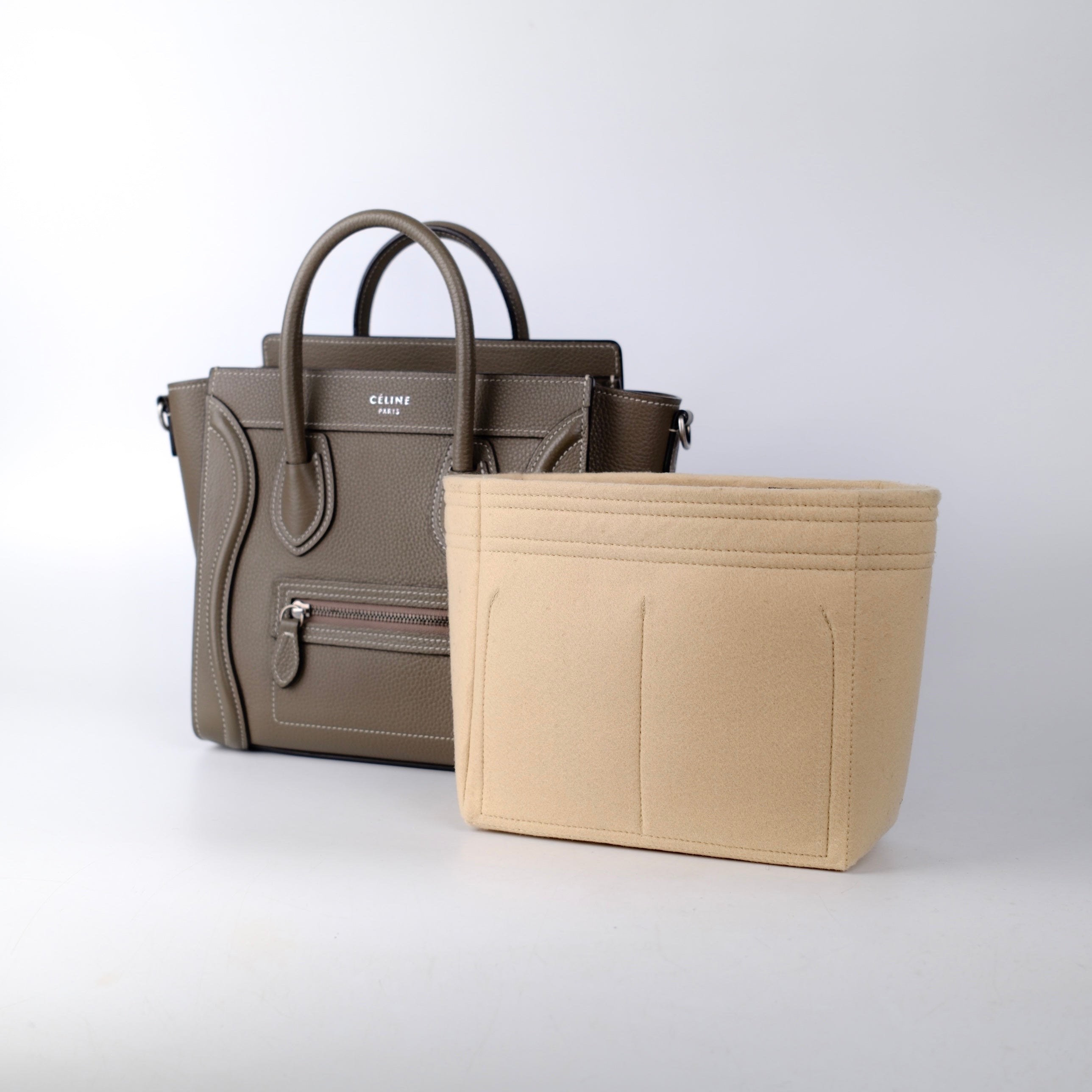 Celine Luggage Nano Bag in Taupe Calfskin Leather - Stylish & Durable Handbag for Women, Perfect for Work, Travel & Everyday Use