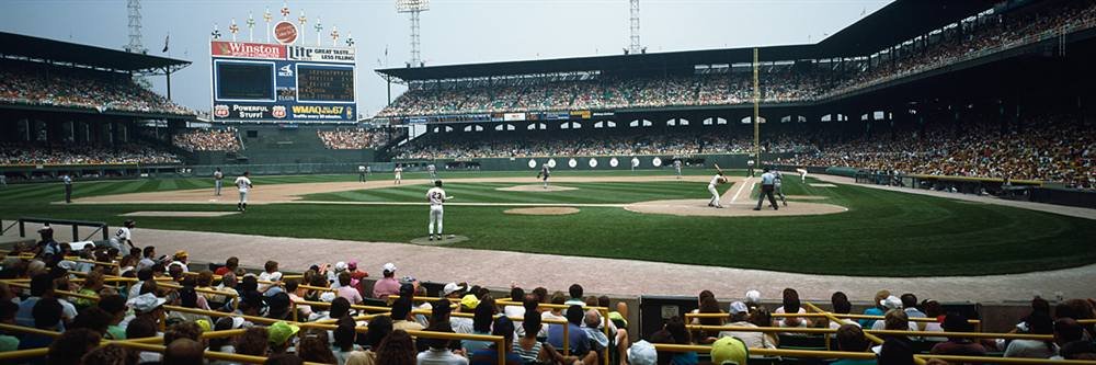 Peel and Stick Baseball Wall Mural - Chicago Cellular Field Spectators Scene - 54x18 Inch Removable Wall Decal for Home, Office, or Game Room Decor