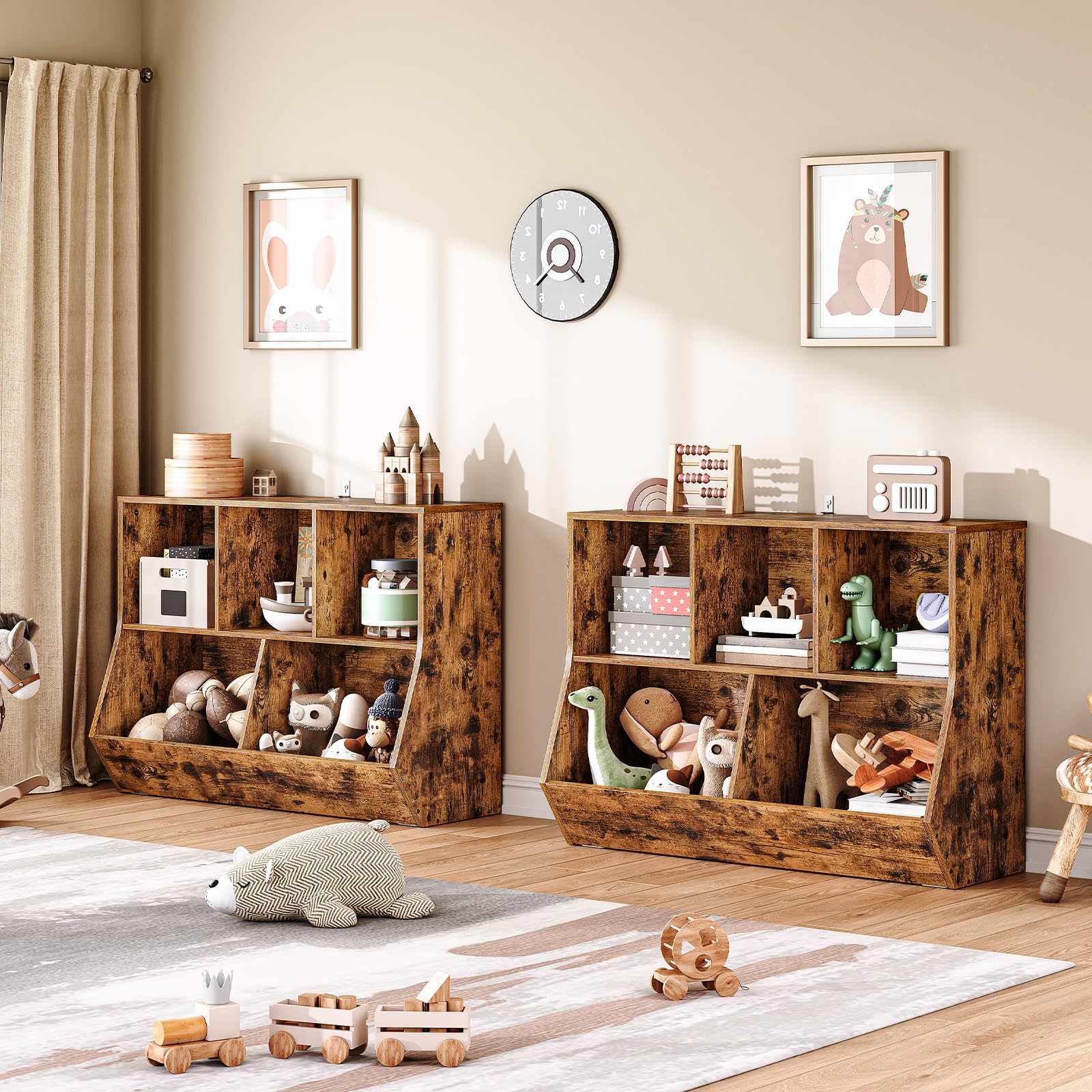 HOOBRO Kids Bookshelf with Toy Storage, 35.4