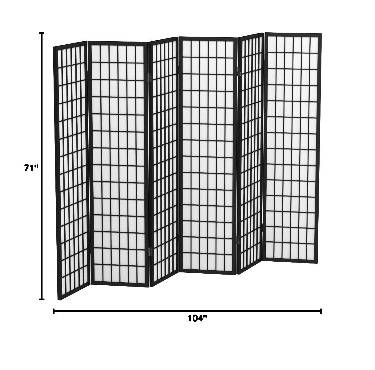 Japanese Oriental Style 6-Panel Room Divider Screen - Black | Legacy Decor | Privacy Partition for Home, Office & Event Decor