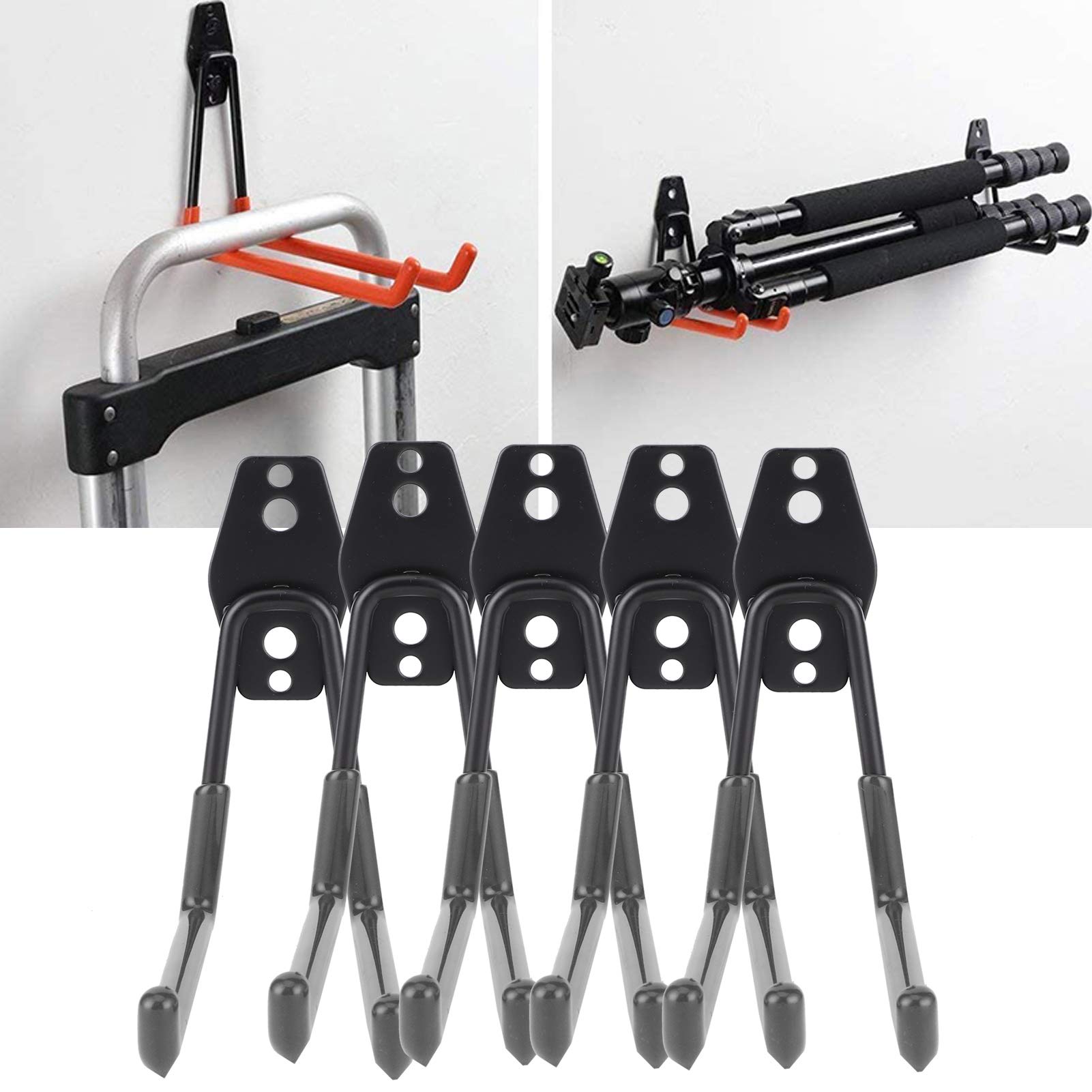 Garage Hooks for Wall Mounted Tool Organization - Heavy Duty Storage Hangers for Garage, Shed & Workshop (Black) - Perfect for Hanging Tools, Ladders, Bikes & Garden Equipment