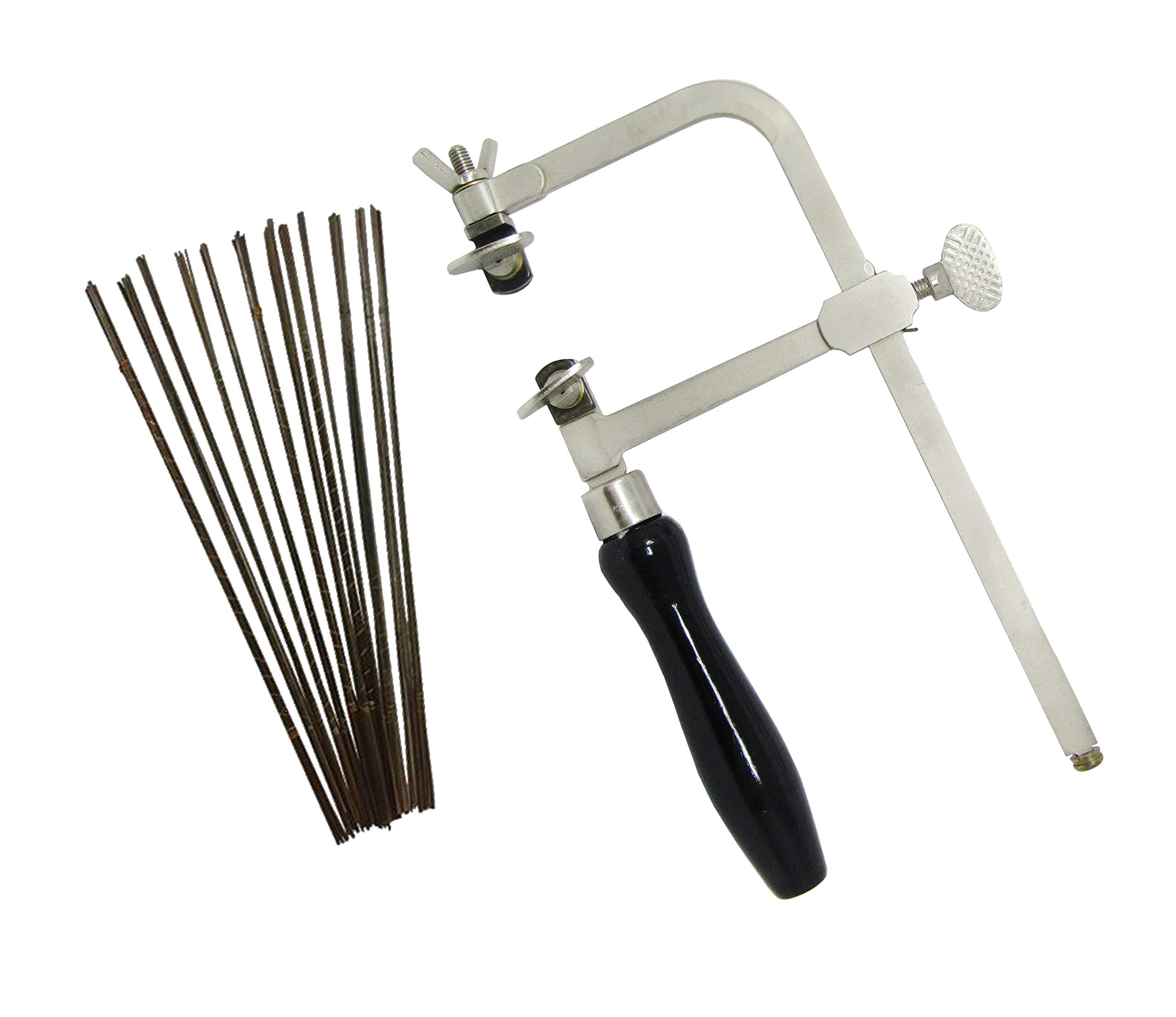 German Style Jewelers Saw Frame with 144 Assorted Saw Blades - Professional Jewelry Making Tool for Metal, Wood & Plastic Crafting