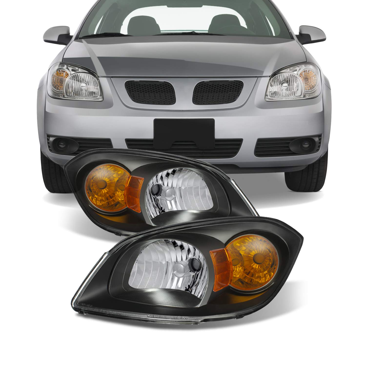 AKKON Replacement Headlights for 2007-2010 Pontiac G5 & 2005-2010 Chevy Cobalt | Front Lamps Compatible with 2005-2006 Pontiac Pursuit | Perfect for Night Driving & Car Restoration Projects