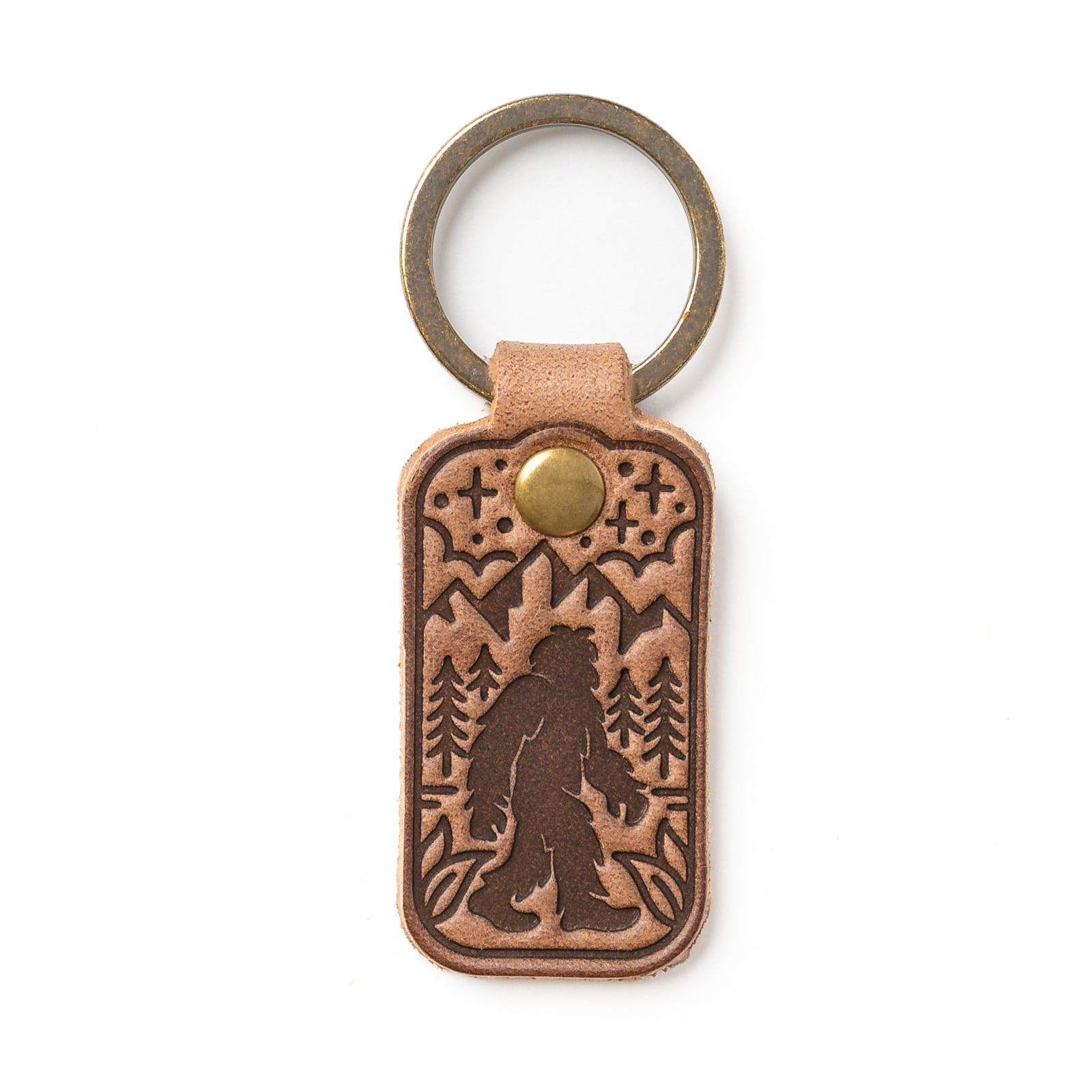 Premium Genuine Leather Keychain with Sasquatch Design - Durable & Stylish Key Holder for Men & Women - Perfect for Gifts, Travel, and Everyday Use