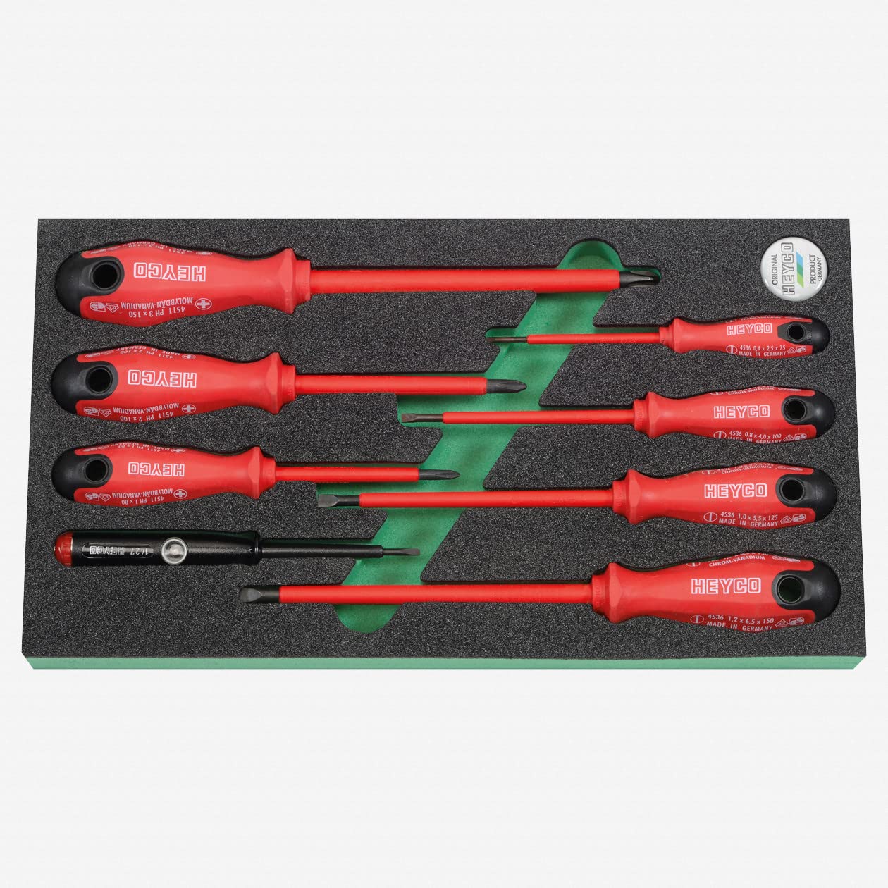 Heyco Insulated VDE Phillips & Slotted Screwdriver Set - 8 Piece Professional Electrician Tool Kit for Safe Electrical Repairs and DIY Projects