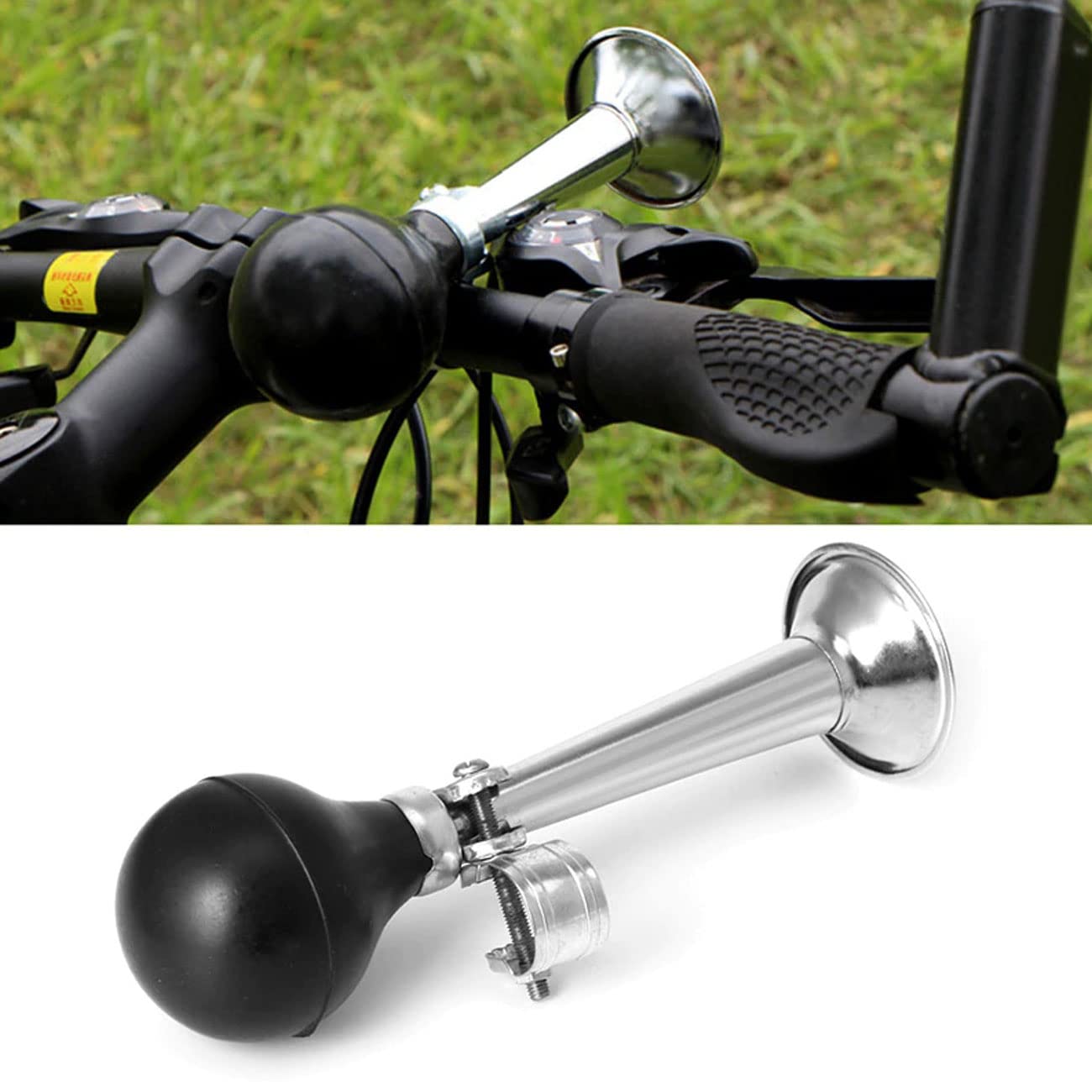 7 Inch Bike Metal Air Horn - Loud Bicycle Bell with Rubber Squeeze Grip | Durable Bike Accessory for Kids Bikes, Vehicles & Golf Carts | Perfect for Safety Warning, Cycling Commutes & Outdoor Adventures