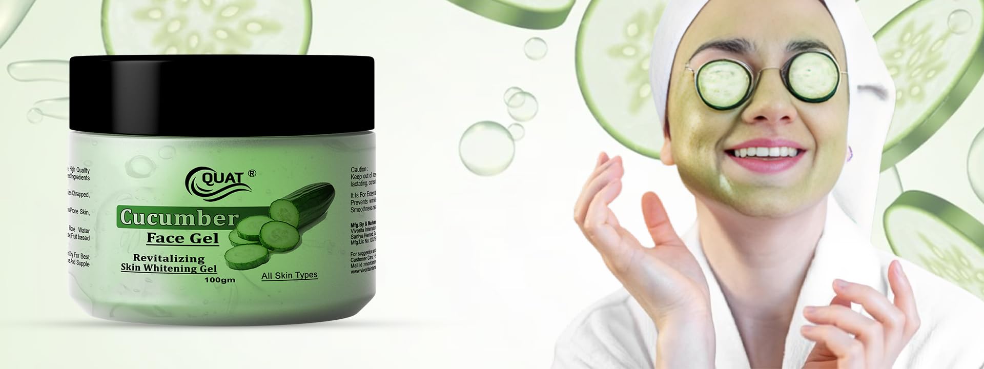 Quat Face Gel for Glowing Skin - Hydrating Cucumber Gel for Women & Men | Daily Skincare Routine, Morning & Night Moisturizer