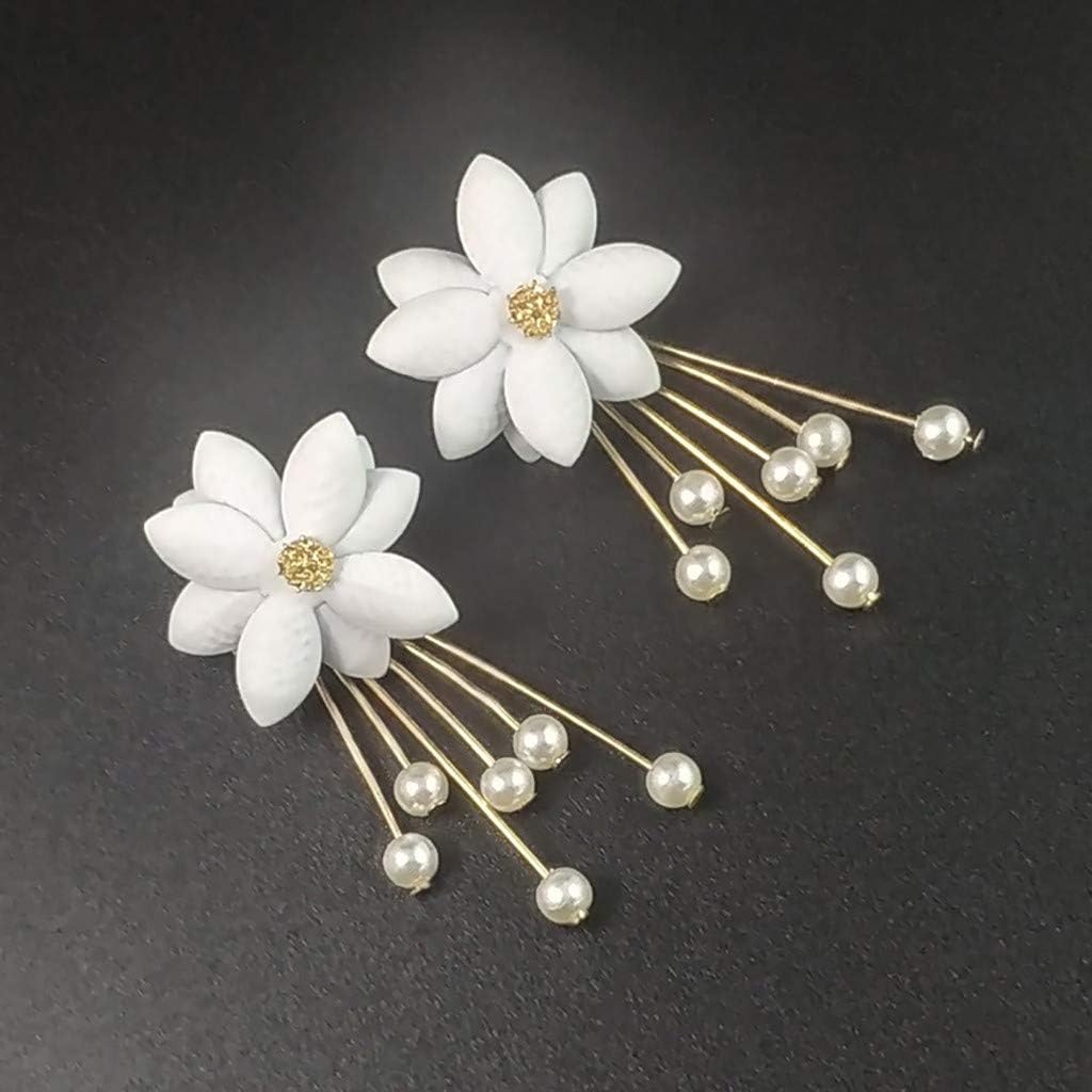 AIUSD Fashion Earrings - Wild Flower Pearl Dangle Earrings for Women, Elegant Cold Light Clothing Accessories, Best Beautiful Jewelry Decorations | Perfect for Parties, Weddings & Daily Wear
