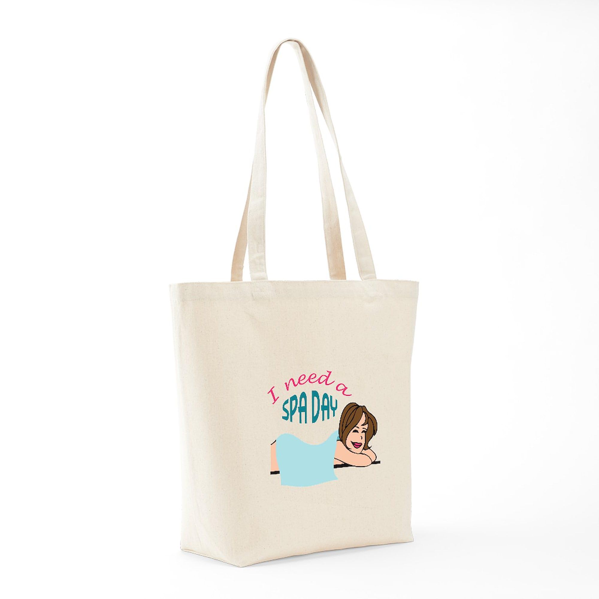 CafePress 'I Need a Spa Day' Natural Canvas Tote Bag - Reusable Eco-Friendly Shopping Bag for Women, Gym, Beach & Groceries