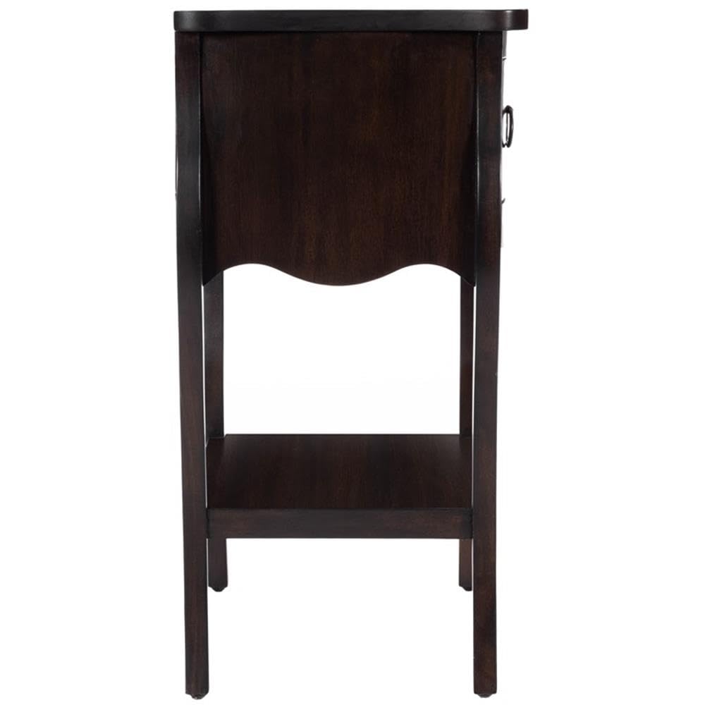 Beaumont Lane Mastercrafted Dark Brown Night Stand - Solid Wood Bedside Table for Bedroom, Living Room & Guest Room