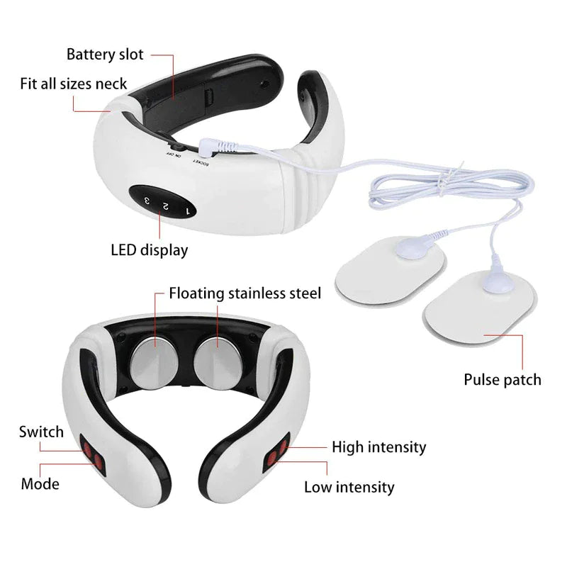 Electric Neck Massager with Pulse & Magnetic Therapy - Instant Pain Relief for Shoulder, Back & Muscle - Perfect for Office, Travel & Home Use
