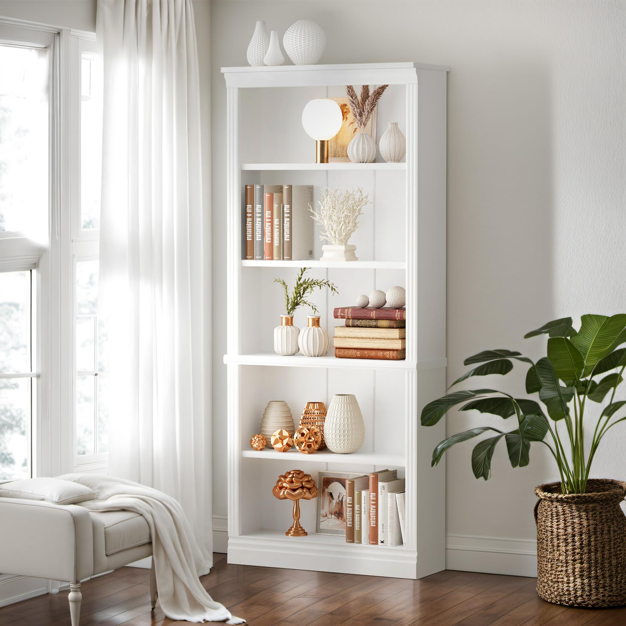 Furniwell 5-Shelf Tall Bookcase 72