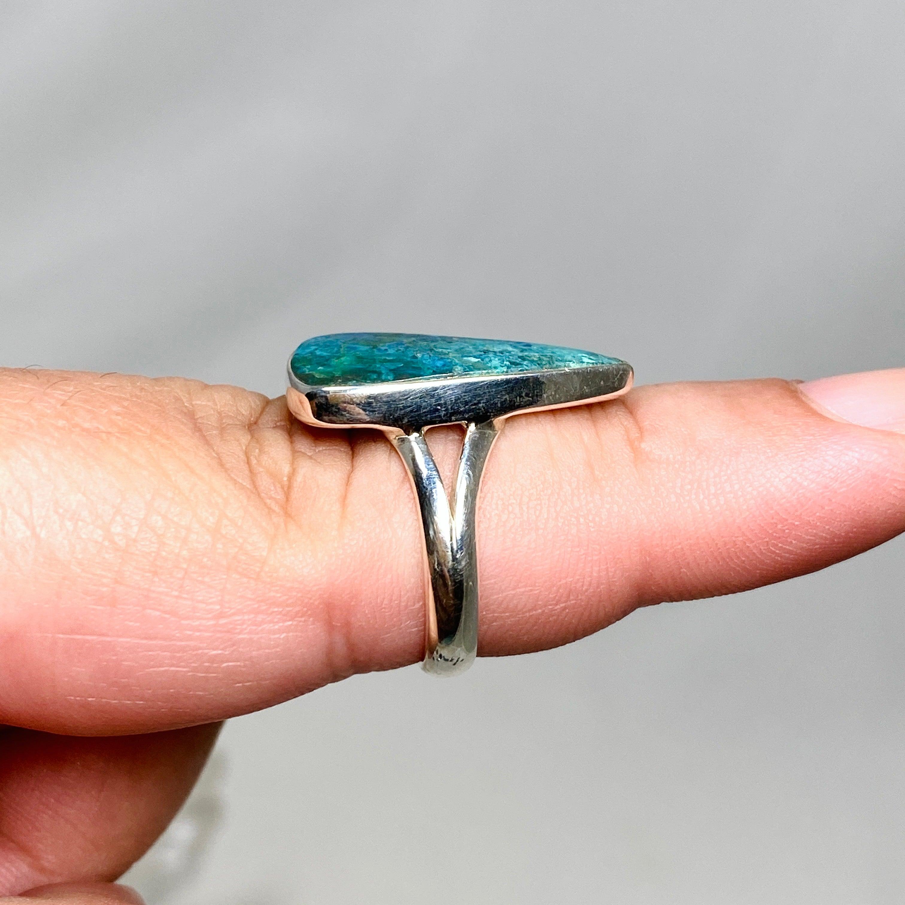 Shattuckite Teardrop Split Band Ring - Size 8 - KRGJ3222 - Elegant Bohemian Jewelry for Women, Perfect for Weddings, Parties & Everyday Wear