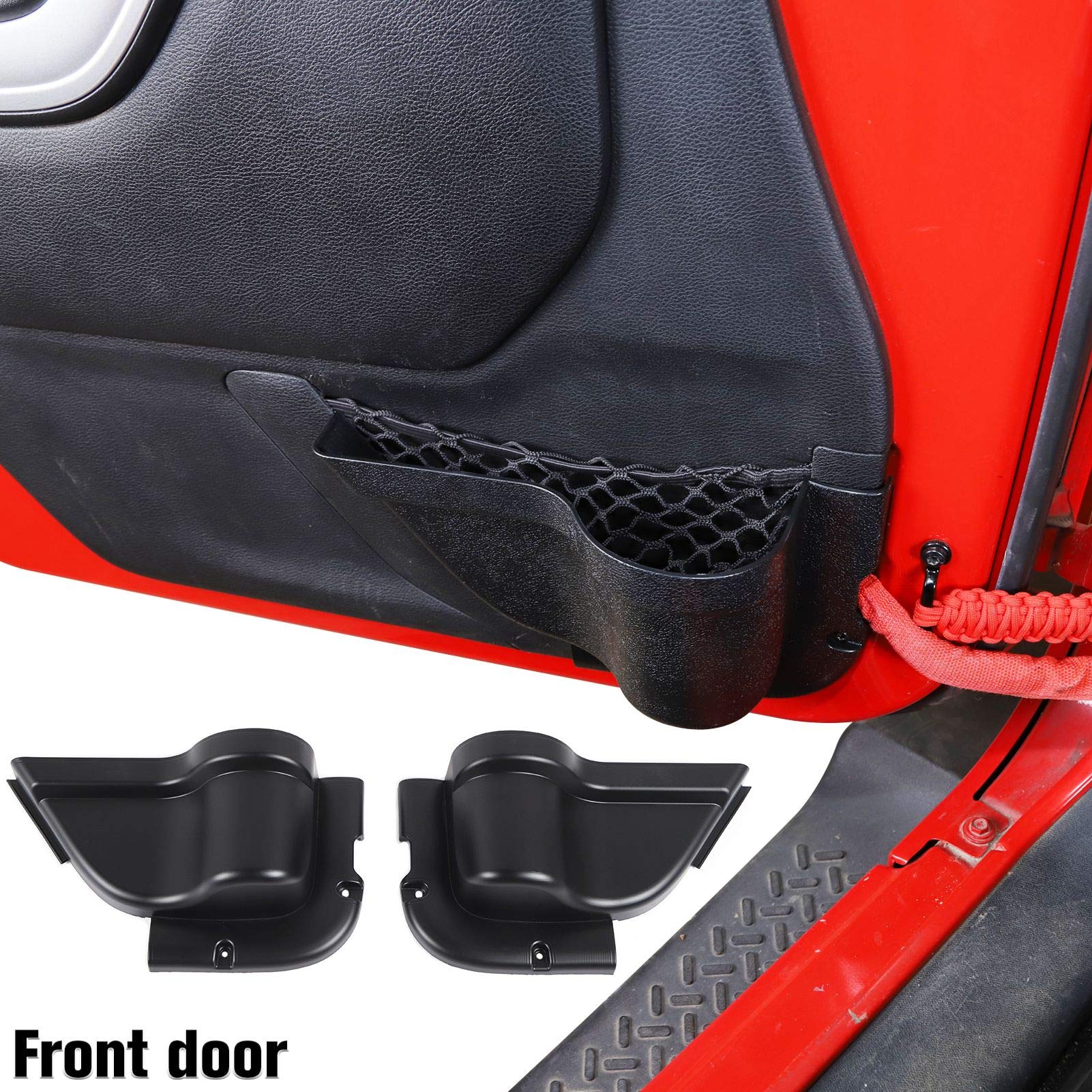 RT-TCZ Jeep Wrangler JK Storage Pockets - Side Door Organizer Box for 2011-2018 JK/JKU Models - Interior Storage Accessories (Black, 4-Piece Set) - Perfect for Road Trips, Camping & Off-Road Adventures