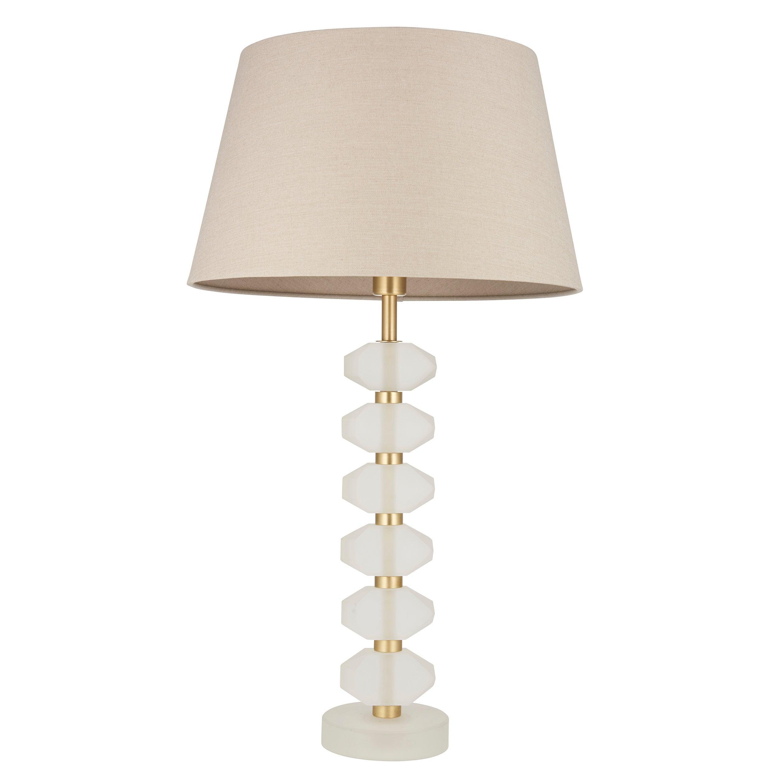 Endon Annabelle Frosted Crystal Glass Table Lamp with Grey Shade - Elegant Home & Office Lighting for Bedroom, Living Room, and Study