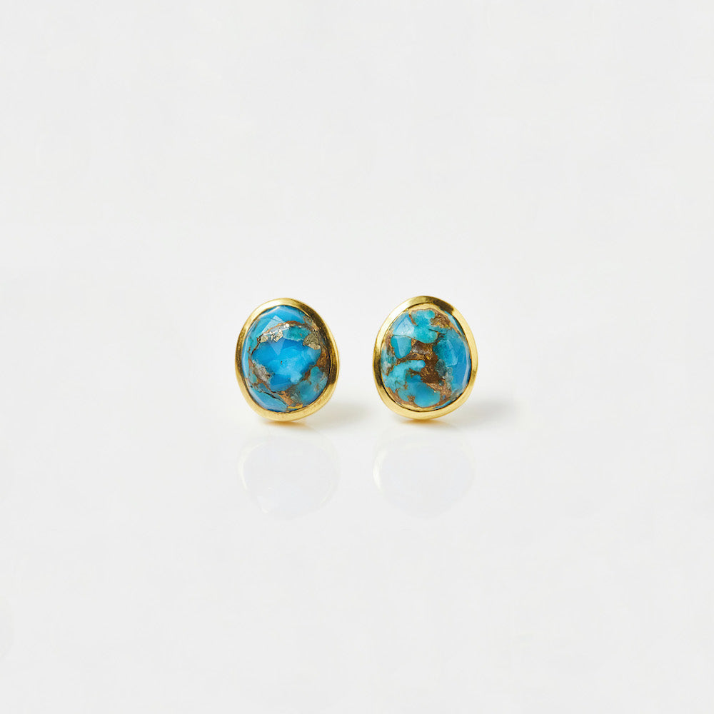 Handmade Copper Turquoise Stud Earrings for Women - Boho Chic Jewelry Gift for Her - Perfect for Everyday Wear, Parties & Special Occasions