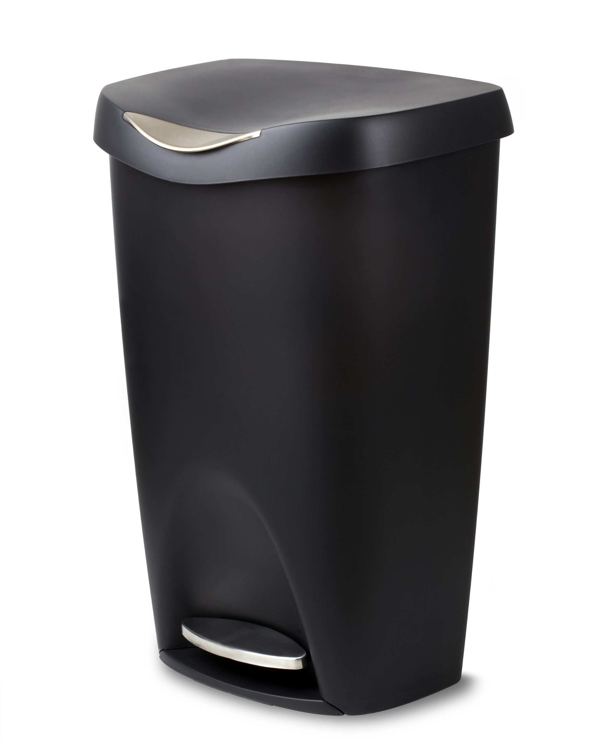 Umbra 084200-047 Brim Step On Trash Can - 13 Gallon Black Kitchen Garbage Bin with Foot Pedal for Hands-Free Operation - Perfect for Home, Office, and Bathroom Waste Disposal