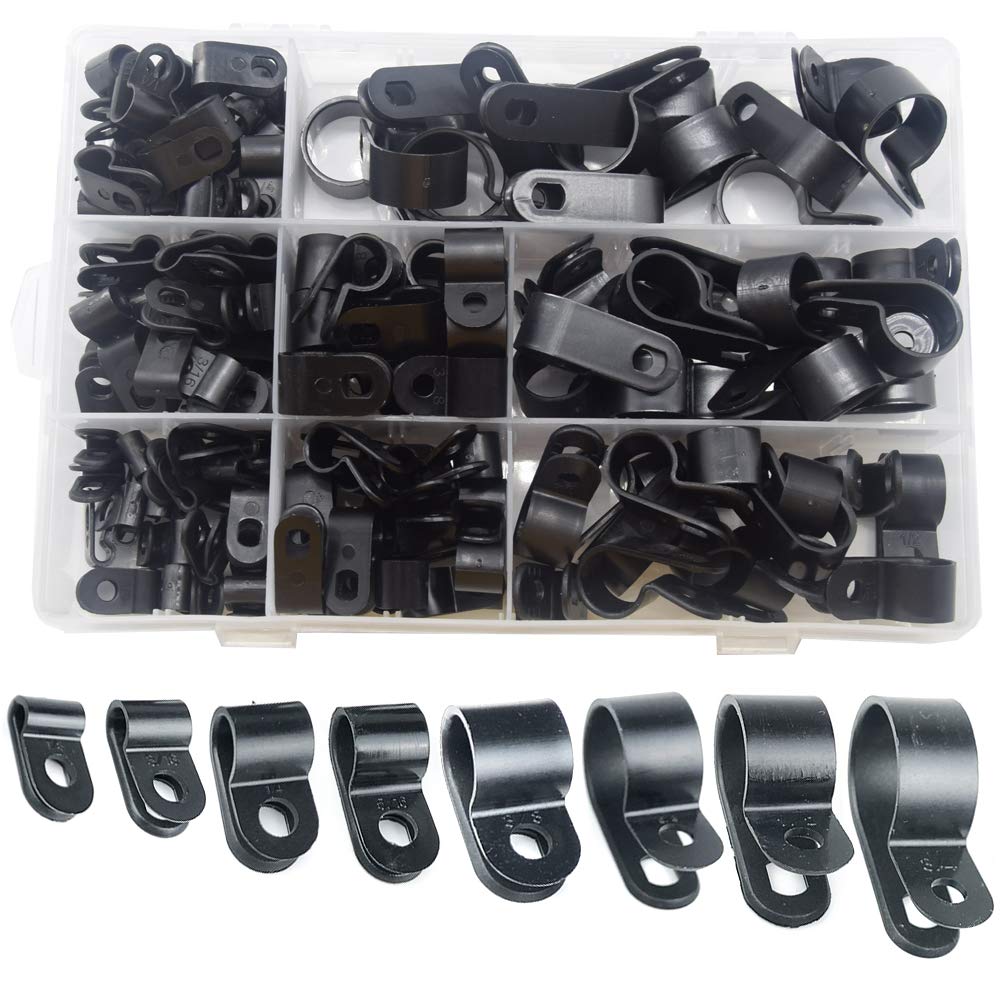160 Pcs Nylon R-Type Cable Clips - Screw Mount Wire Fasteners for 1/8