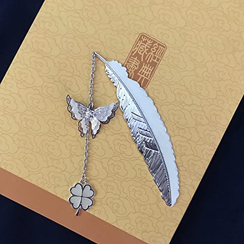 Glow in The Dark 3D Butterfly Metal Bookmark with Lucky Grass & Pendant - Luminous Reading Gift for Women, Men, Kids - Perfect for Night Reading, Book Lovers & Unique Present Ideas