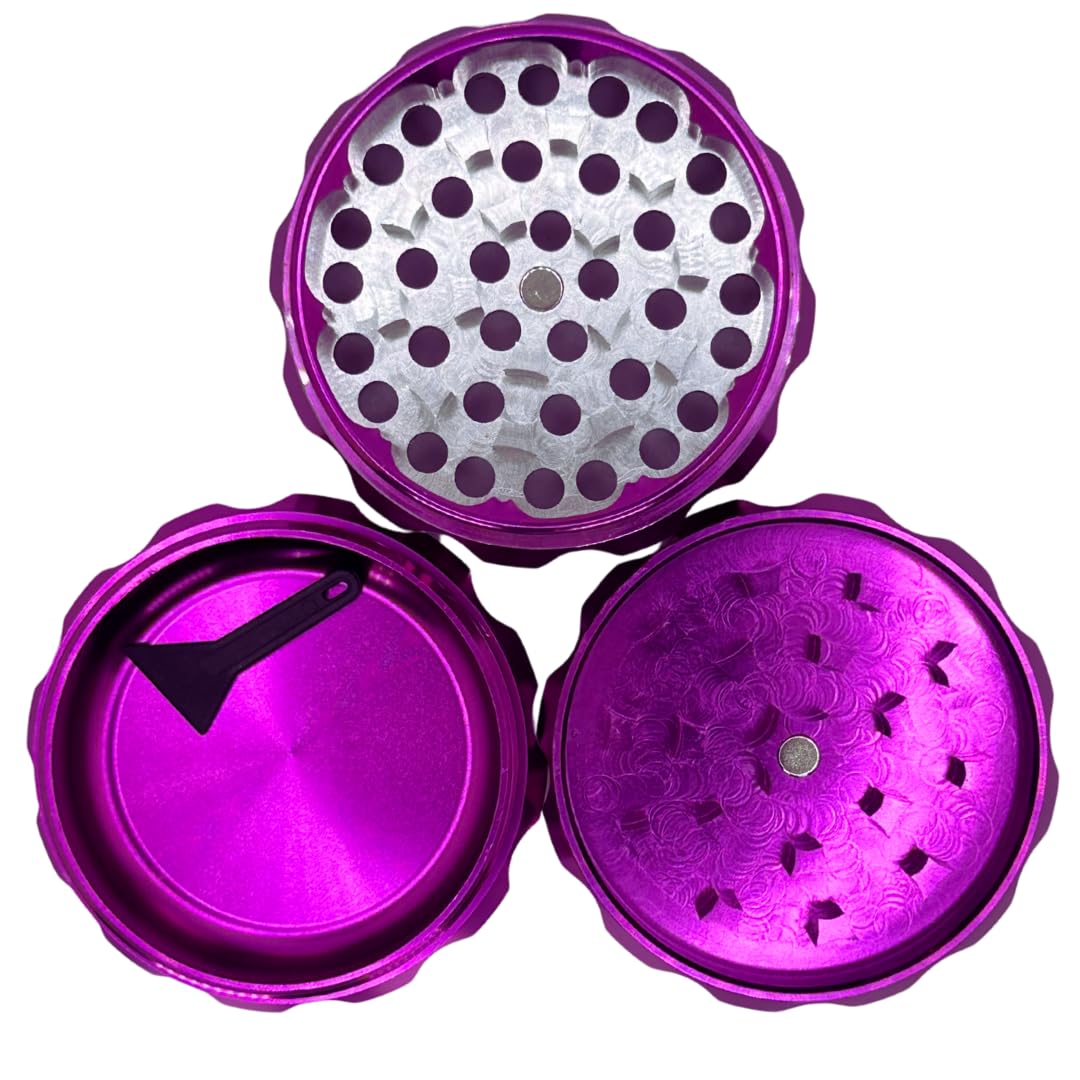 Premium 2.5 Inch 3-Layer Aluminum Alloy Herb Grinder - Portable Spice Crusher for Home & Travel Use | Perfect for Grinding Herbs, Spices & Tobacco | Durable Purple Design (No Screen)